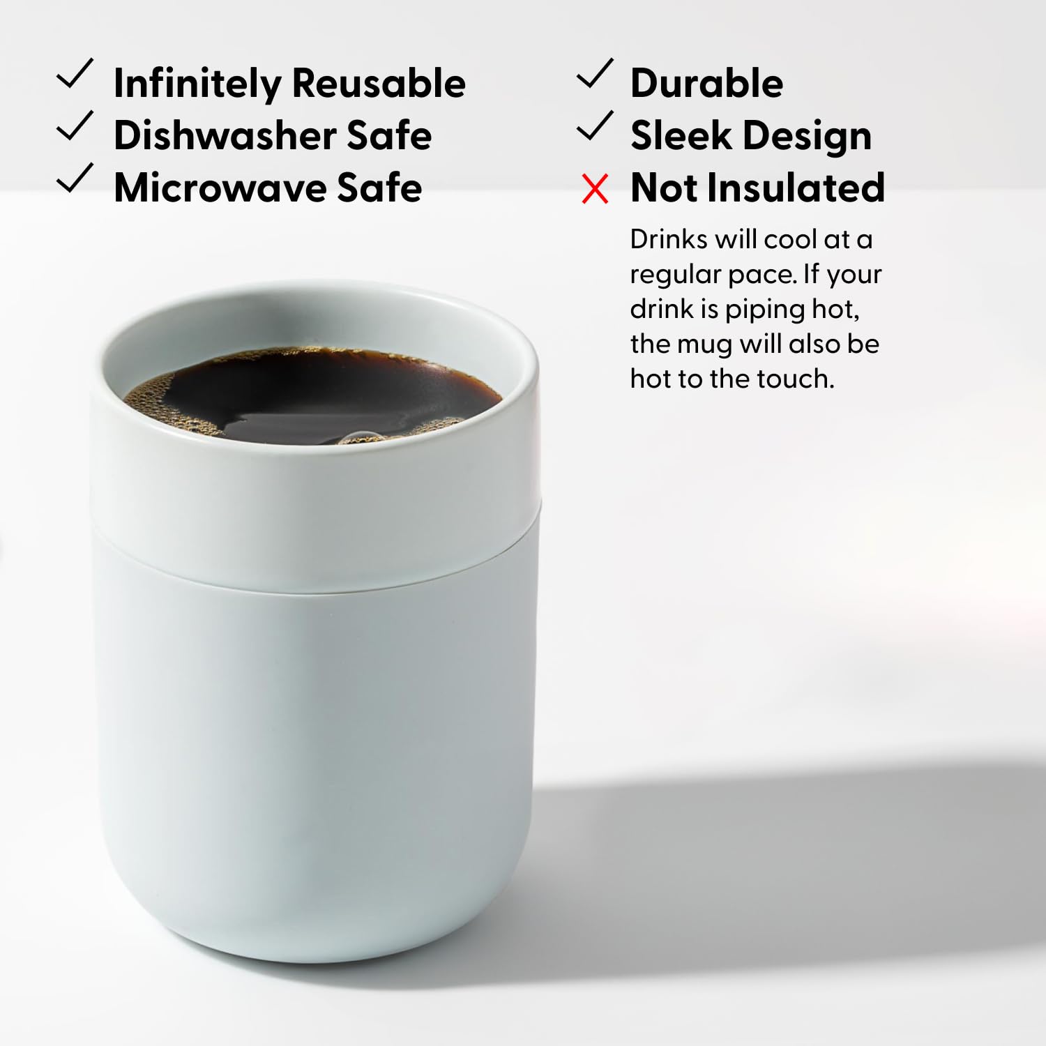 W&P Porter Ceramic Mug W/ Protective Silicone Sleeve, Terrazzo Charcoal 12 Ounces | On-The-Go | Reusable Cup For Coffee Or Tea |