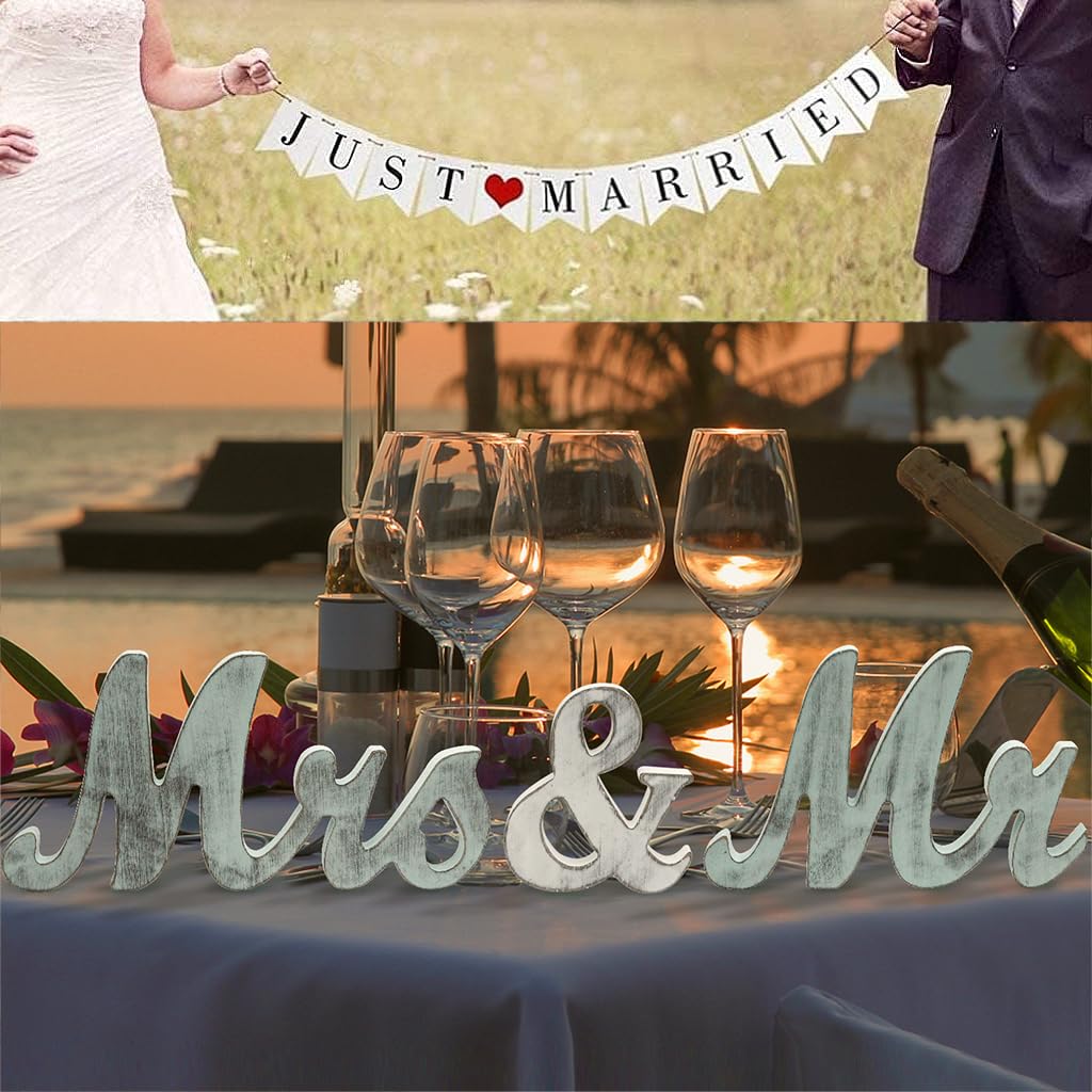 Mr And Mrs Signs Wedding Table Decorations, Wooden Freestanding Letters For Photo Props, Rustic Wedding Decoration, Anniversary