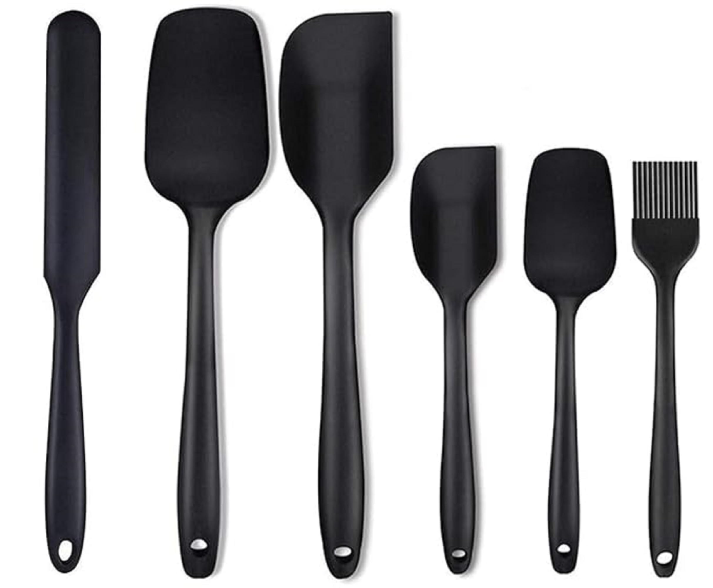 Kitchen Spatula Set Black Cooking Utensils With Brush  6 Piece Tool Set
