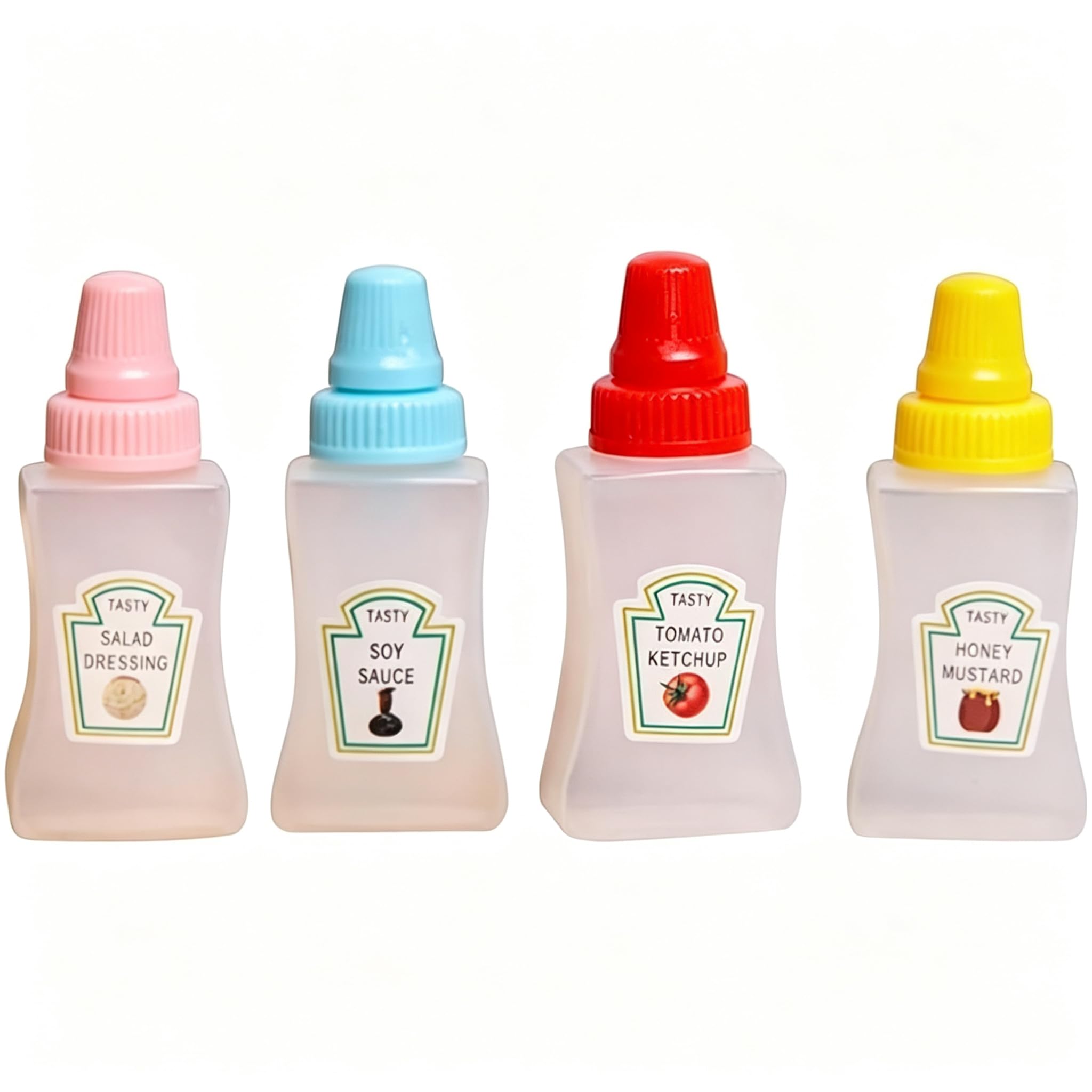Rosojodg 4Pcs Colorful Containers Bottle Sauce Salad Bottle Empty Portable Reusable Multifunctional Honey Bottles Storage Mini K