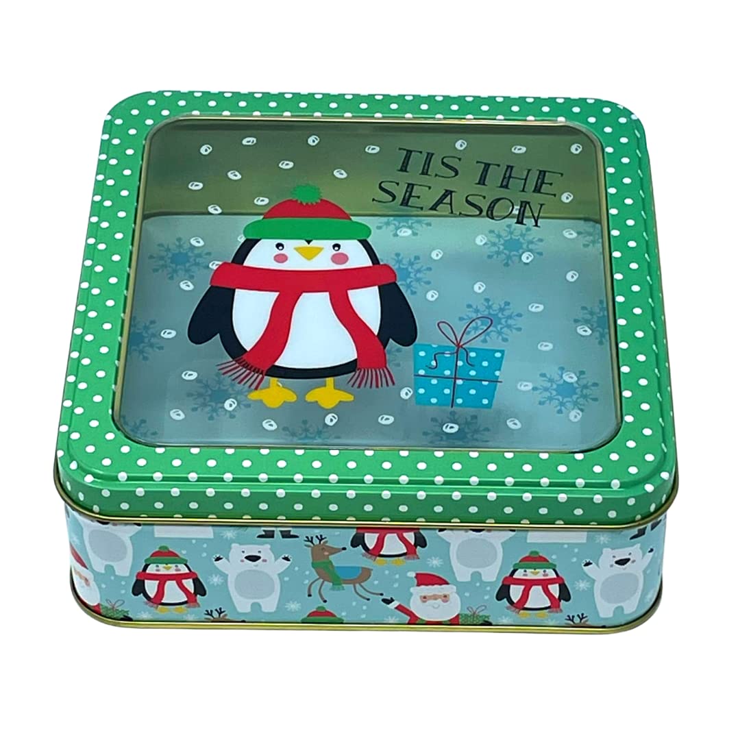 Plum Designs Christmas Cookie Tins- Set of 3 Sizes- Metal Cookie Tins with Lids-Merry and Bright- Festive Christmas Holiday Treat Tins For Gift Giving