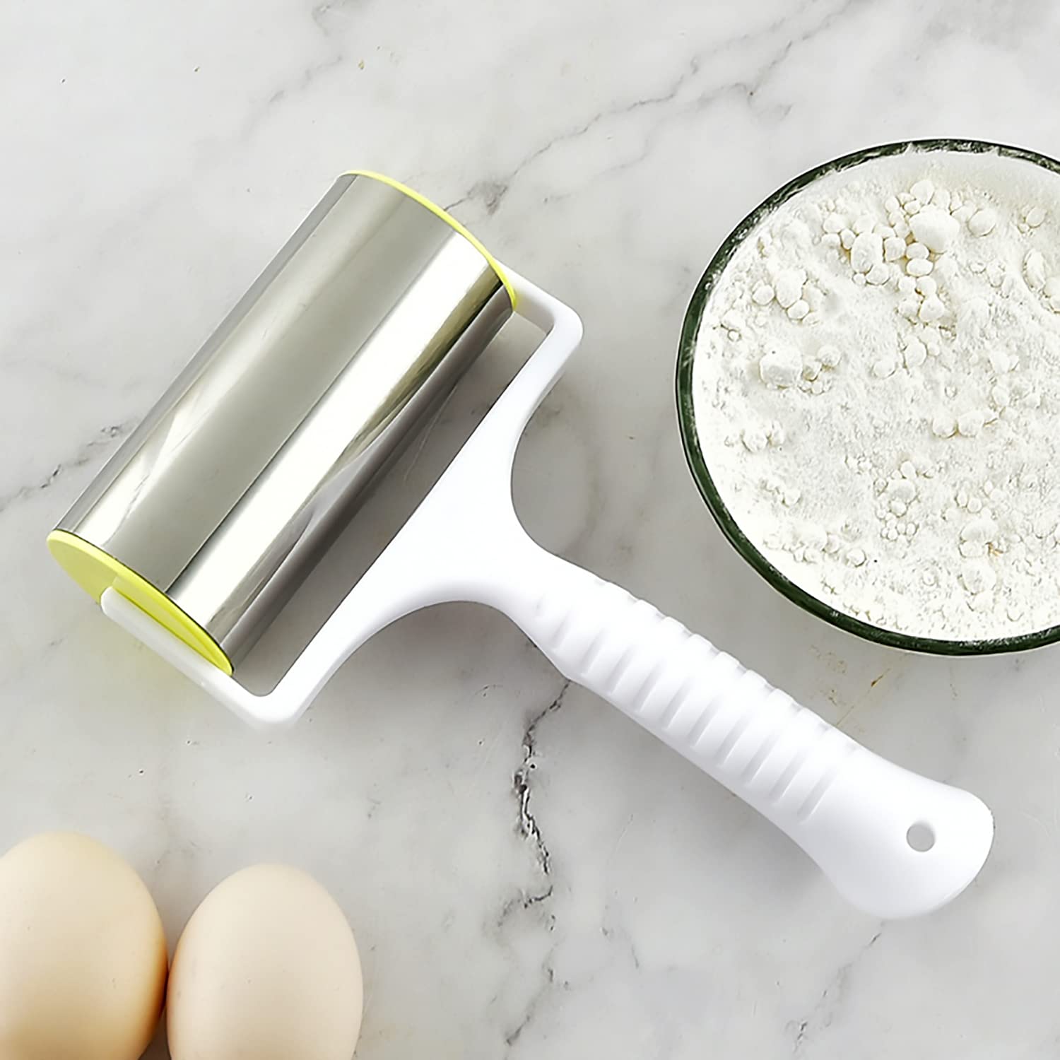 Goeielewe Stainless Steel Rolling Pin With Plastic Handle, Small Mini Pastry And Pizza Dough Baker Roller Ideal For Baking Dough