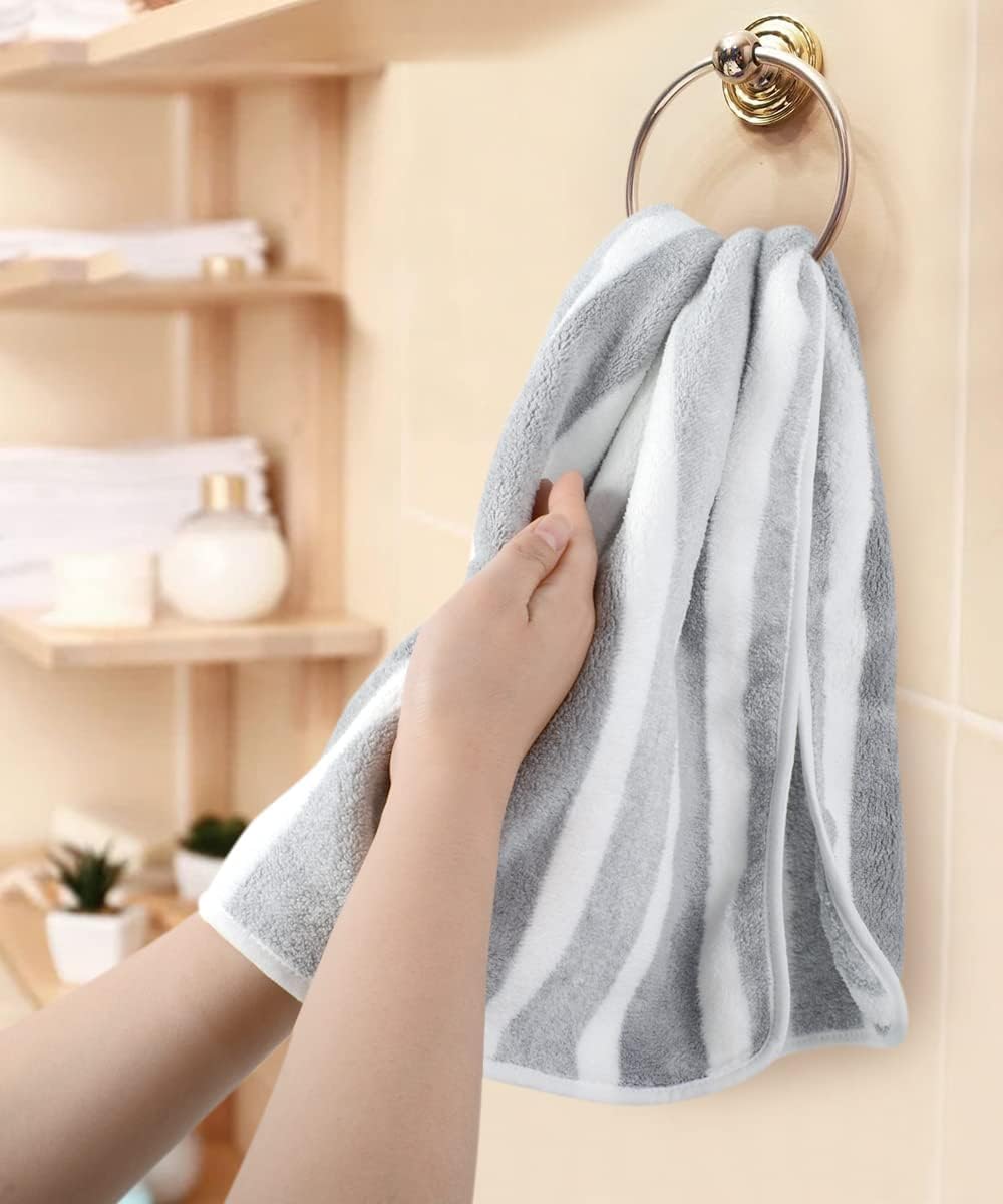 Kinhwa Microfiber Hand Towels For Bathroom Soft And Absorbent Face Towels Grey Bathroom Hand Towels For Spa Hair Bath 16Inchx30I