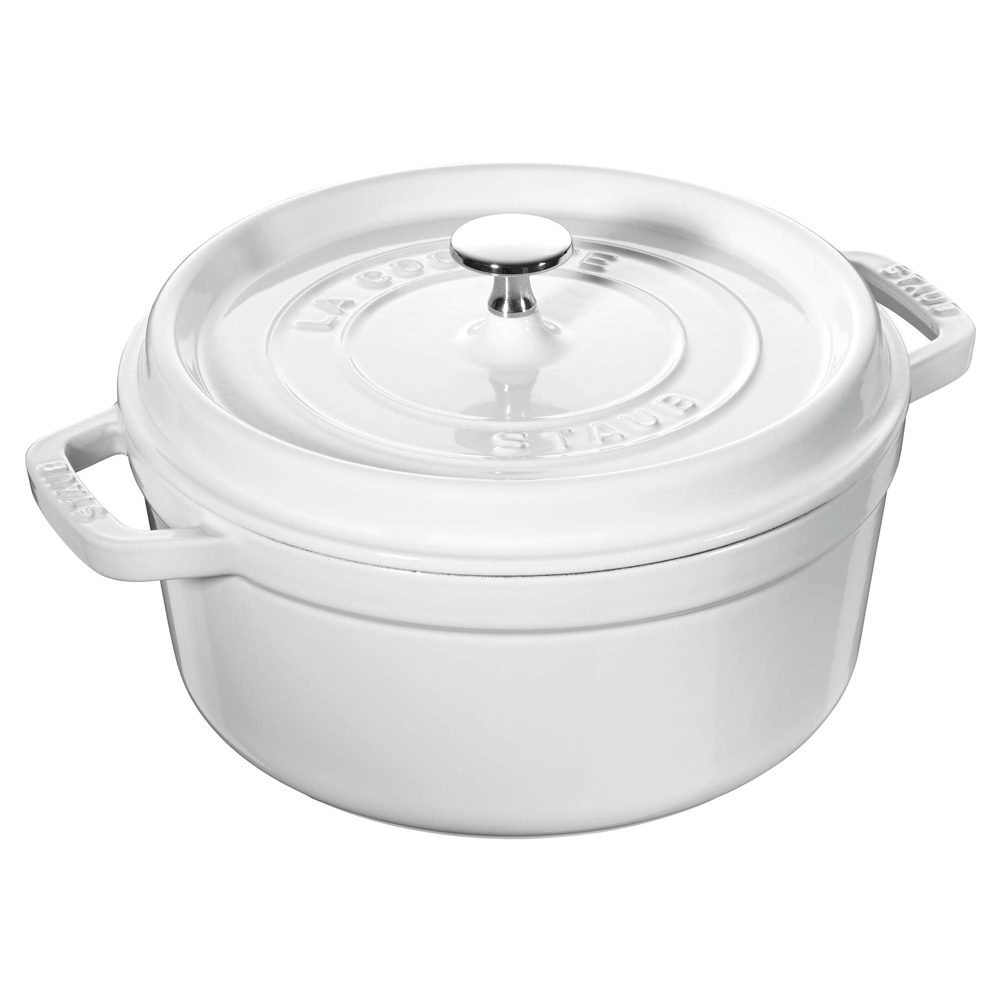 Staub Cast Iron Dutch Oven 4-Qt Round Cocotte, Made In France, Serves 3-4, White