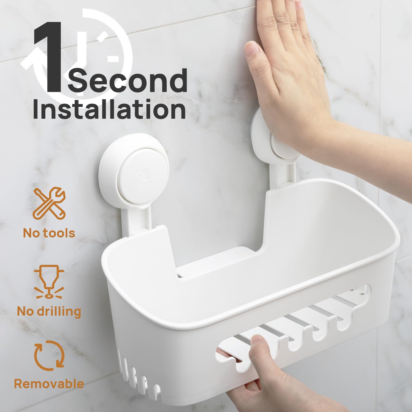 Leverloc Shower Caddy Suction Cup Shower Shelf Shower Basket Suction Pack Of 2 Removable Powerful Suction Cup Bathroom Organizer