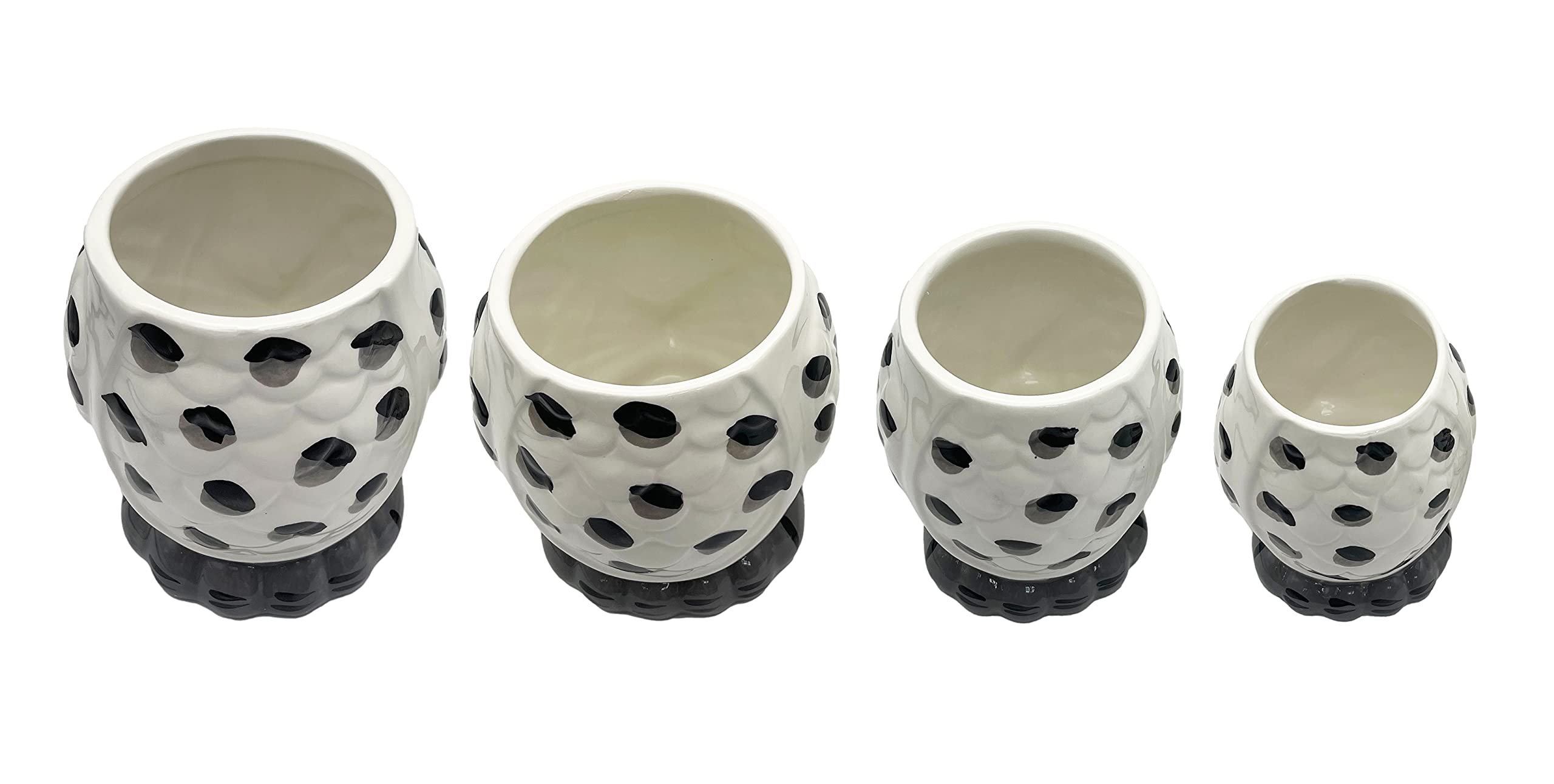 Ack Tuscany Cute Ceramic Owl, Color Of Black And White, 4Pc Canister Set W/Lid, 81601