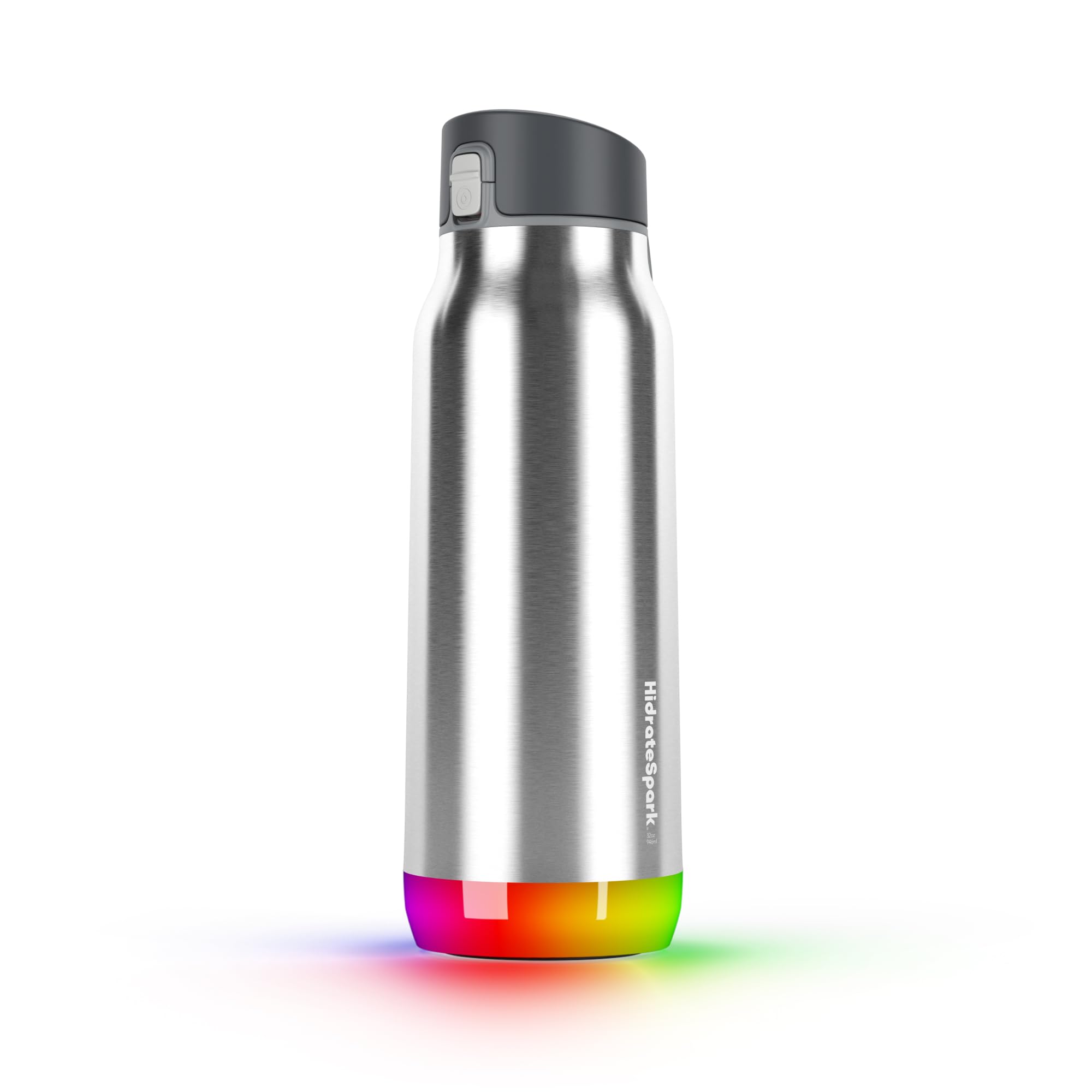 Hidrate Spark PRO Smart Water Bottle  Tracks Water Intake & Glows to Remind You to Stay Hydrated, Chug & Straw lid, 32oz, Brush