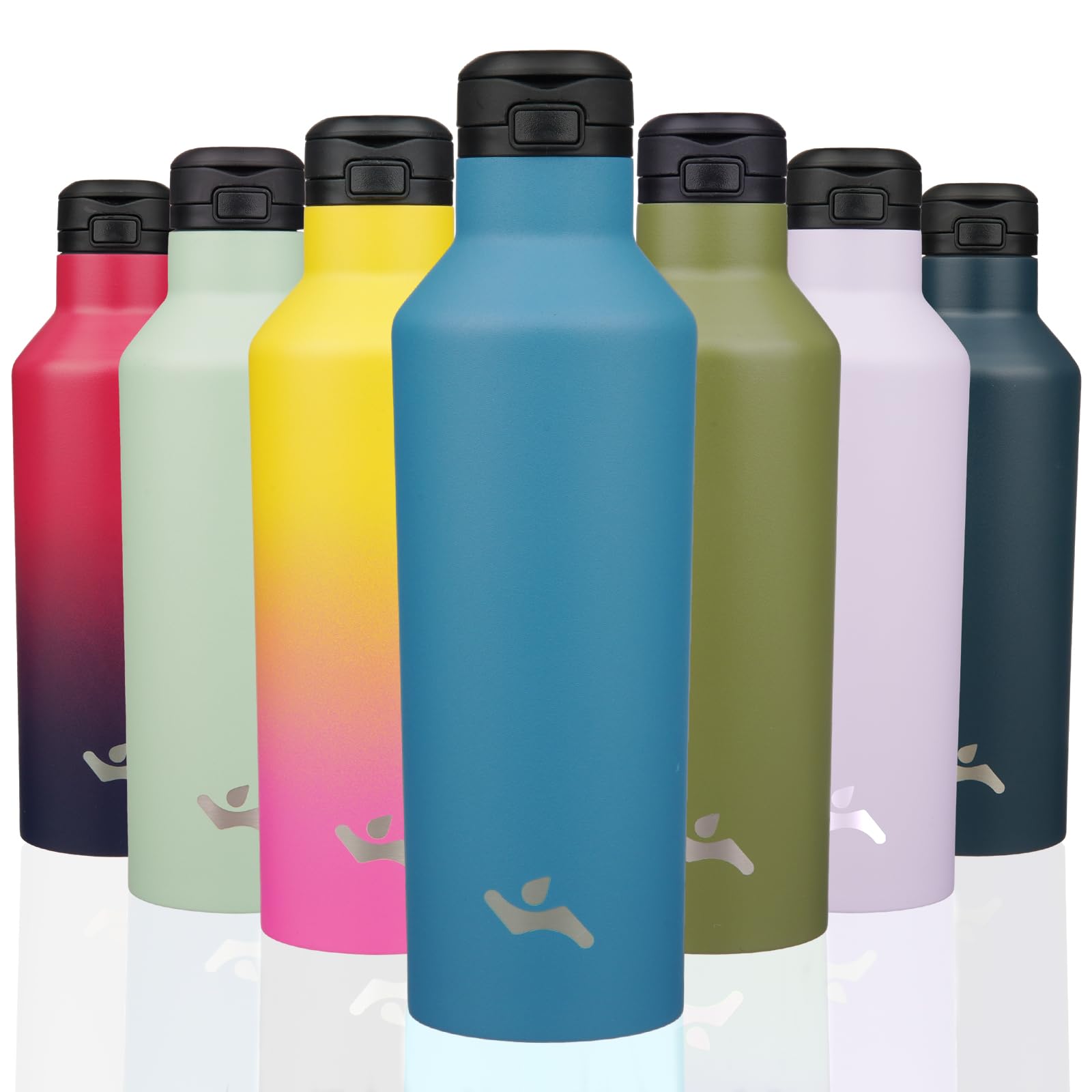 Insulated Water Bottle with Straw,25 OZ Double Wall Vacuum Stainless Steel Water Flask with 2 Lids,Ocean Blue