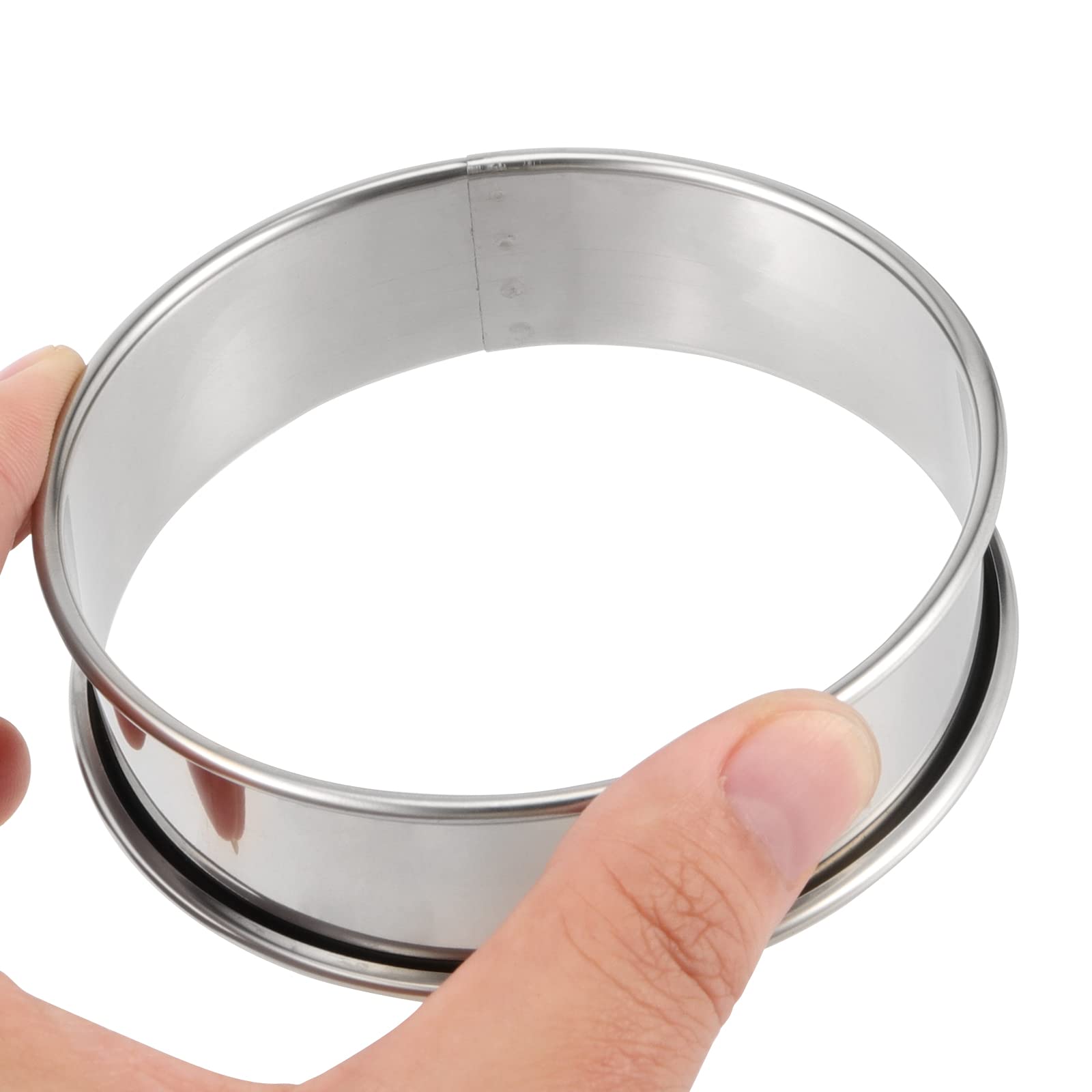 Joikit 20 Pcs 4 Inch English Muffin Rings, Double Rolled Tart Rings, 304 Nonstick Stainless Steel Crumpet Rings Metal Round Ring