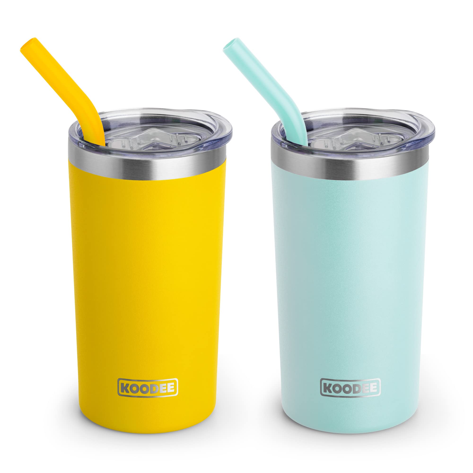 koodee Tumbler with Lids and Straws-12 oz Skinny Tumbler Stainless Steel Double Wall Vacuum Insulated Water Cup Spill Proof, BPA