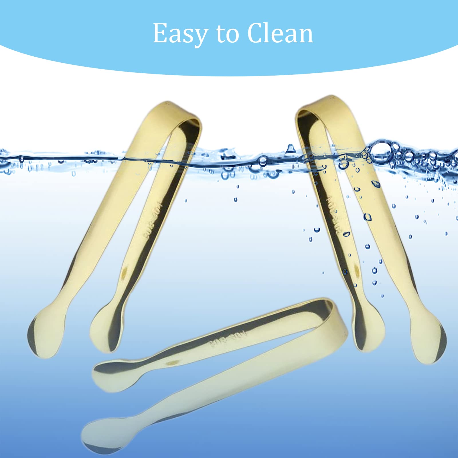 15Pcs Serving Tongs, Ice Tongs Stainless Steel Mini Tongs, 4.25Inch Small Gold Sugar Tongs, Kitchen Tongs Mini Serving Utensils