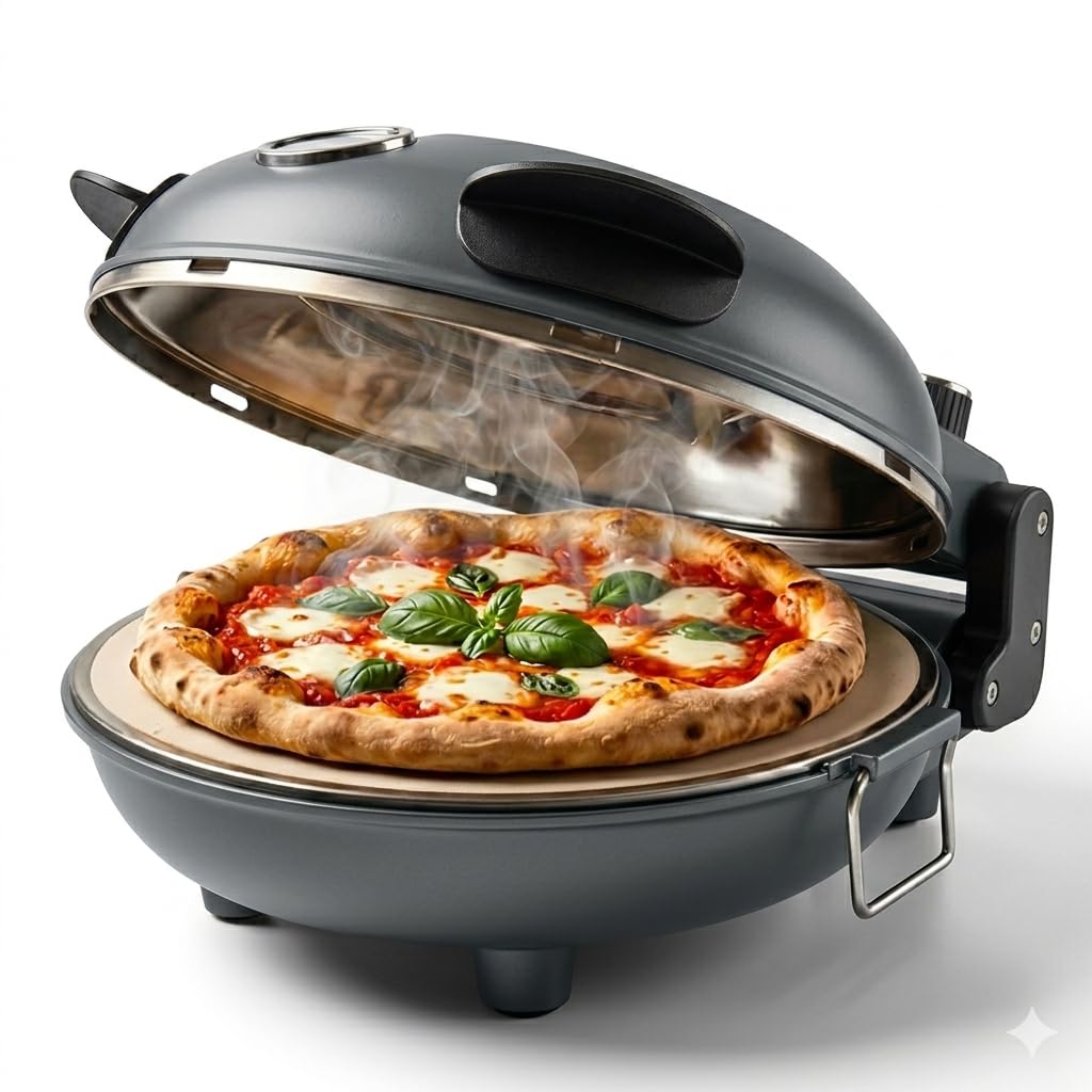 Cook With Color Electric Countertop Pizza Oven, Indoor Crispy Crust Pizza Maker, 12 Inch Pizza Oven with Ceramic Stone, Heats up