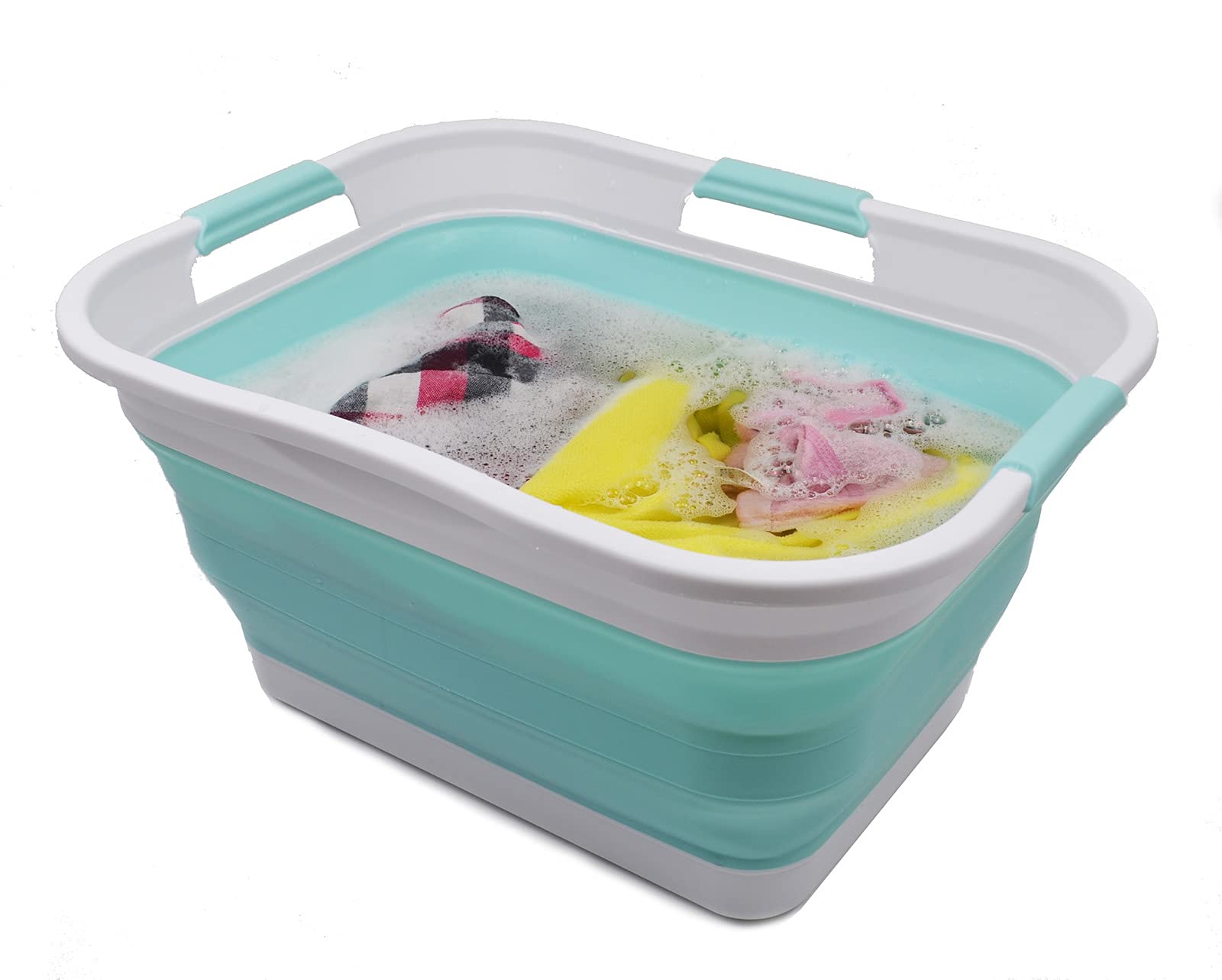 Sammart 30L (8 Gallon) Collapsible Plastic Laundry Basket - Foldable Pop Up Storage Container/Organizer - Portable Washing Tub -