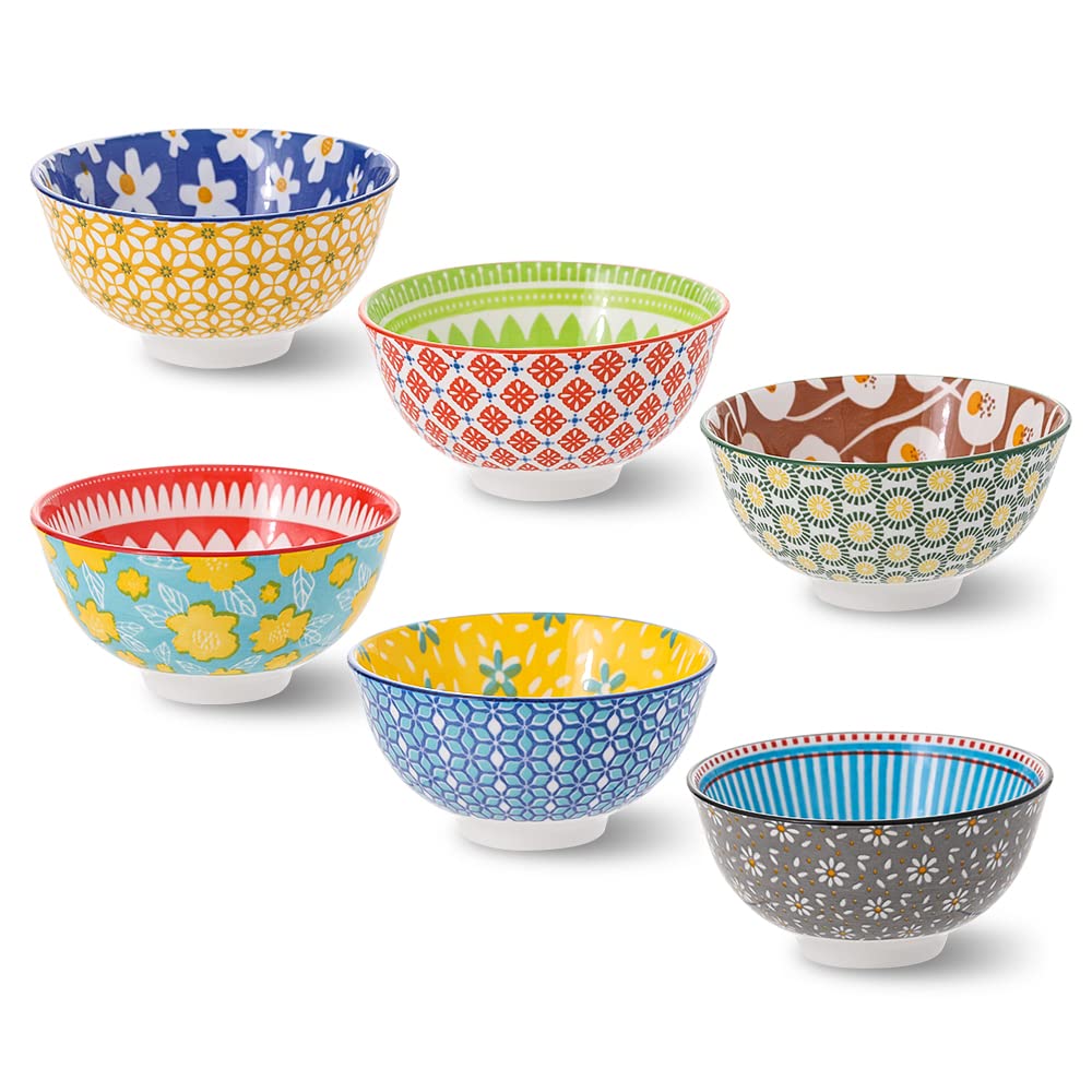 Ceramic Bowl Set Small Bowls - Porcelain Dessert Bowls 10 Oz - 6 Little Bowl For Rice | Soup | Snack | Side Dishes | Yogurt | Ic