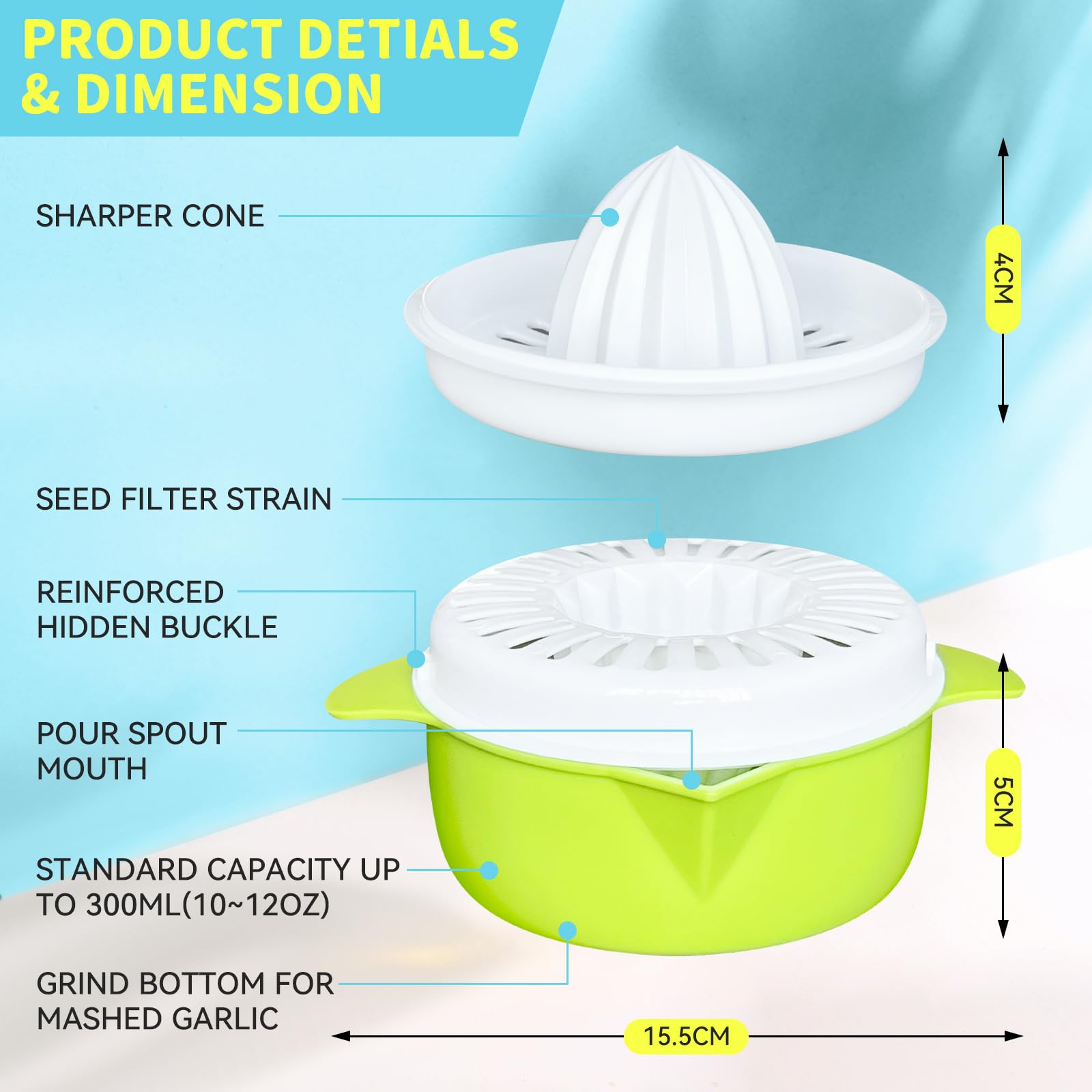 Citrus Juicer, Lemon Squeezer Orange Fruit Manual Hand Juicers With Pouring Spout, 250Ml