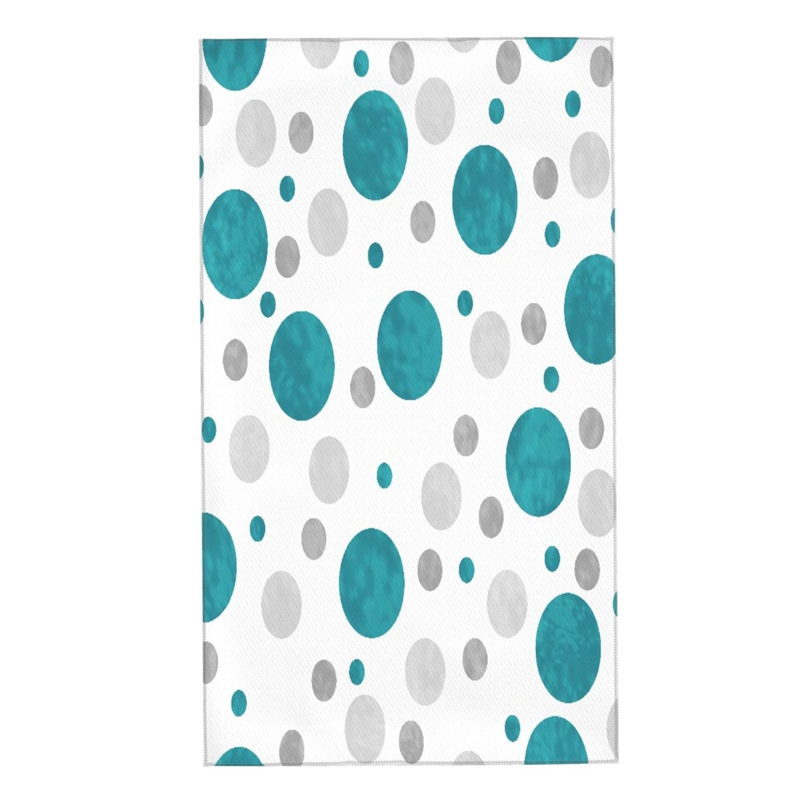 Covasa Polka Dot Hand Towels For Bathroom Set Of 2 Blue Aqua Teal Gray Polka Dots Pattern Abstract Circles Classic Contemporary
