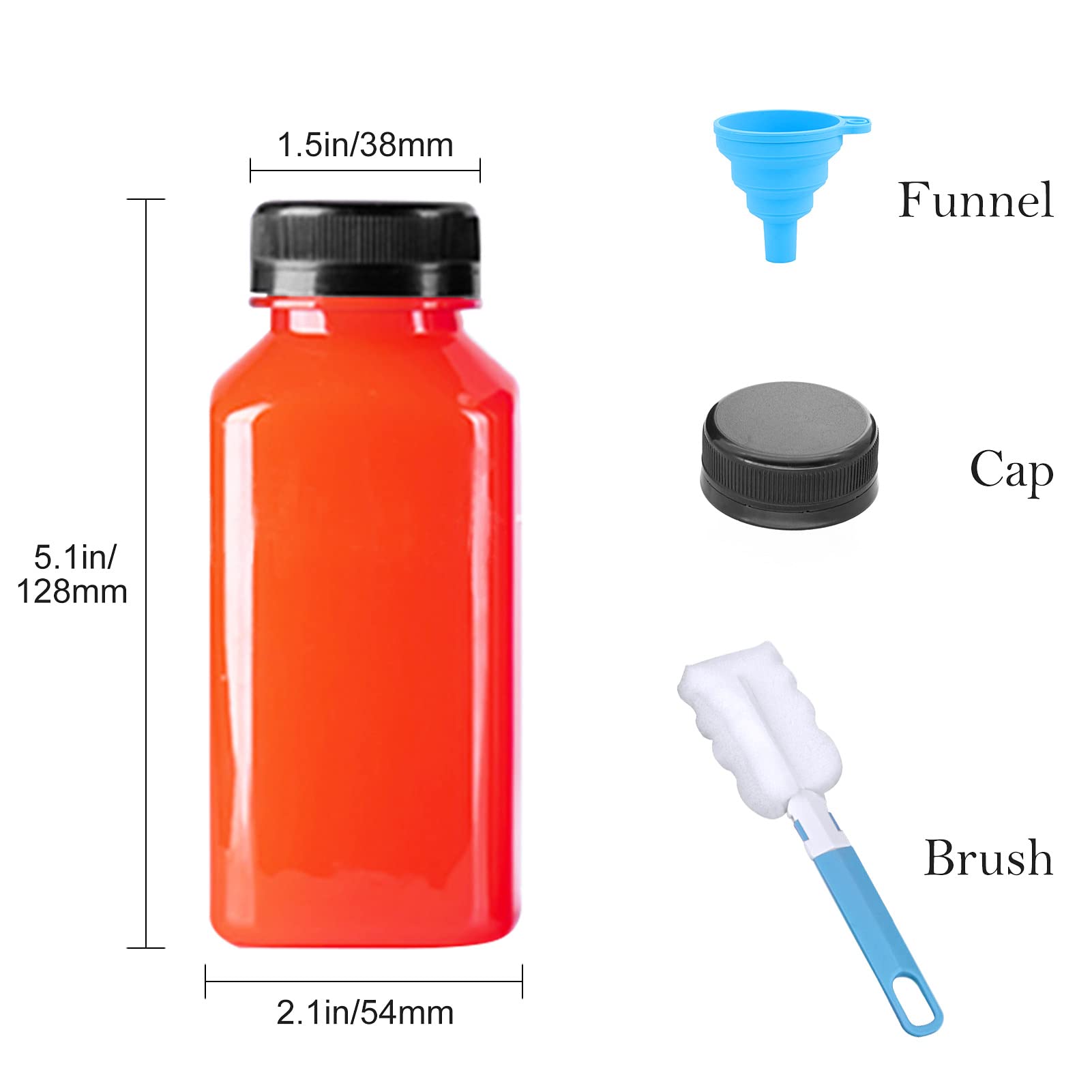 Plastic Bottles With Caps 12Pcs Juice Bottles Clear Reusable Containers Black Lid Plastic Smoothie Bottles Ideal For Juice Milk