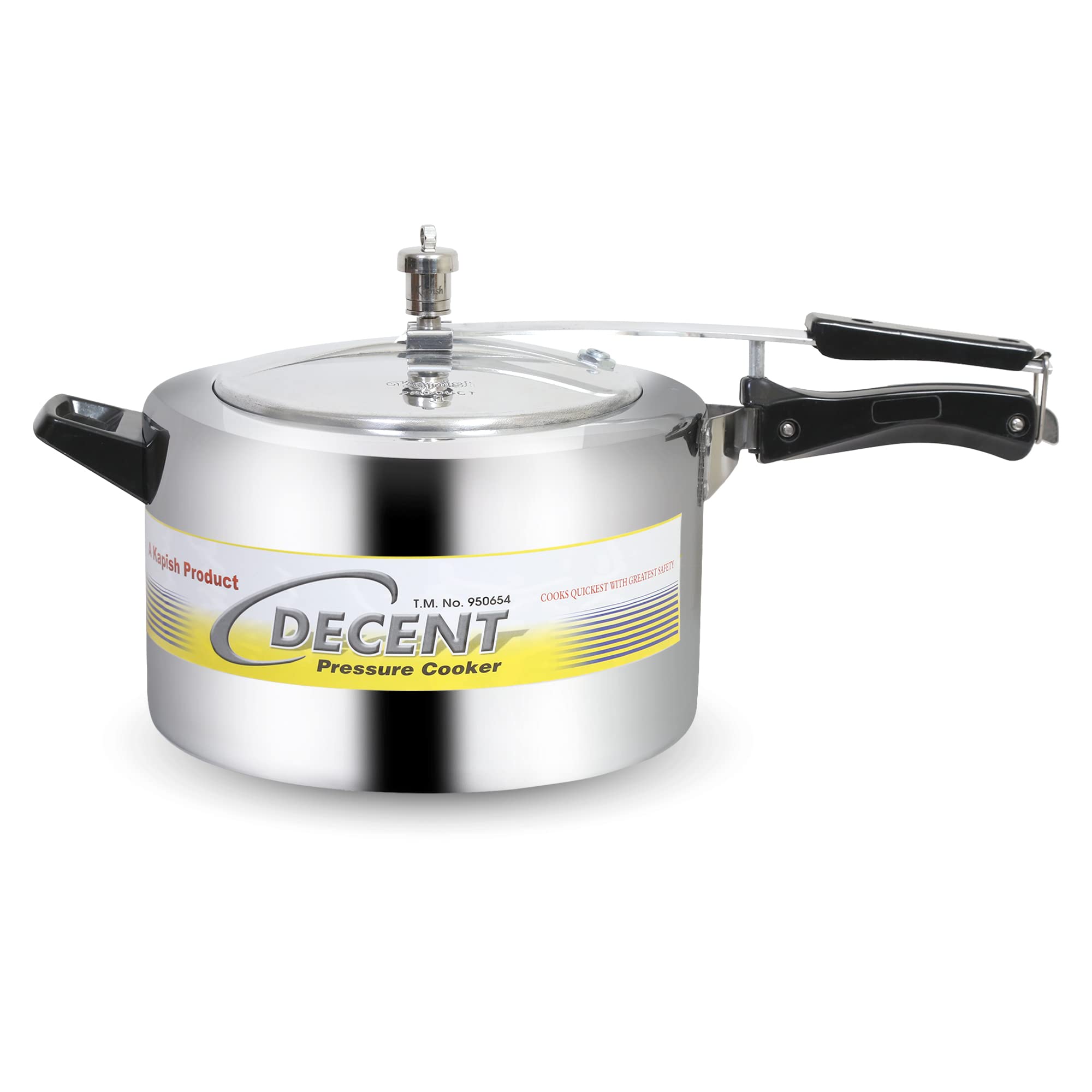Decent Classic Isi Marked Aluminium Pressure Cooker With Inner Lid, 8 Litre