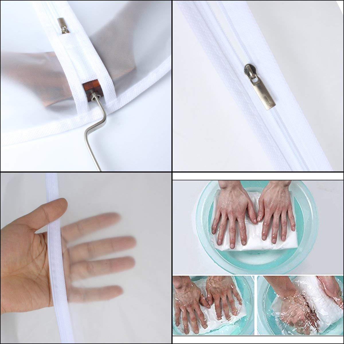 garment Bag clear 24 x 40 Suit Bag Moth Proof garment Bags White Breathable Full Zipper Dust cover for Suit Dance clothes closet Pack of 6