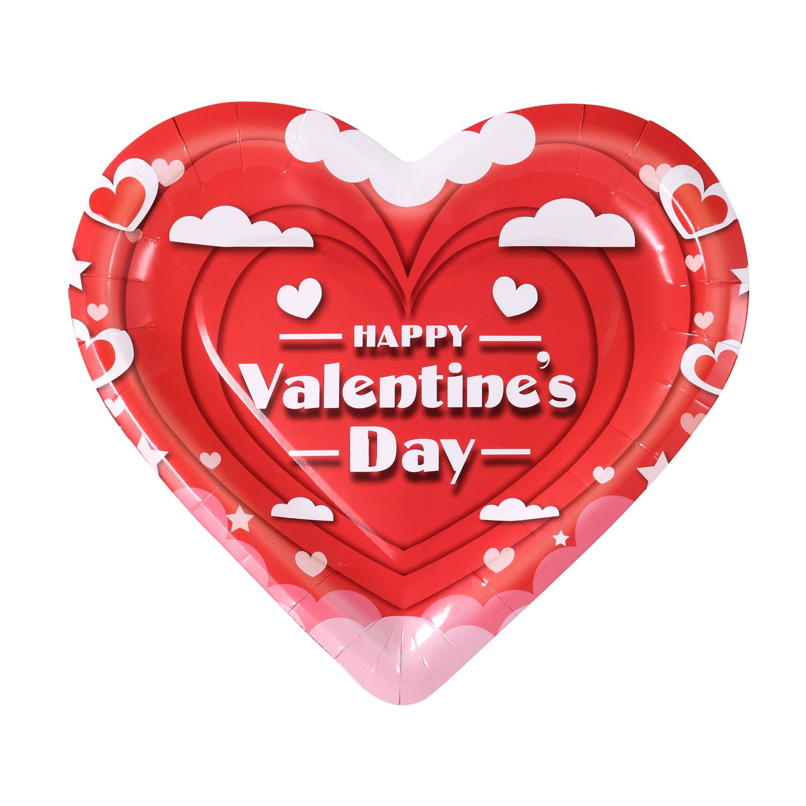 Ktcnmer Happy Valentines Day Paper Plates Red Heart Shape Disposable Plates Decorative Dinner Dessert Plates For Wedding Anniver
