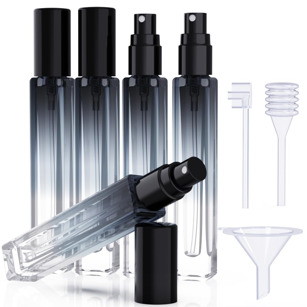 Seafulee 5Pcs Cologne Perfume Atomizer Empty,10Ml Mini Perfume Bottles Refillable With Dispenser Tools, Pocket Perfume Spray Bot