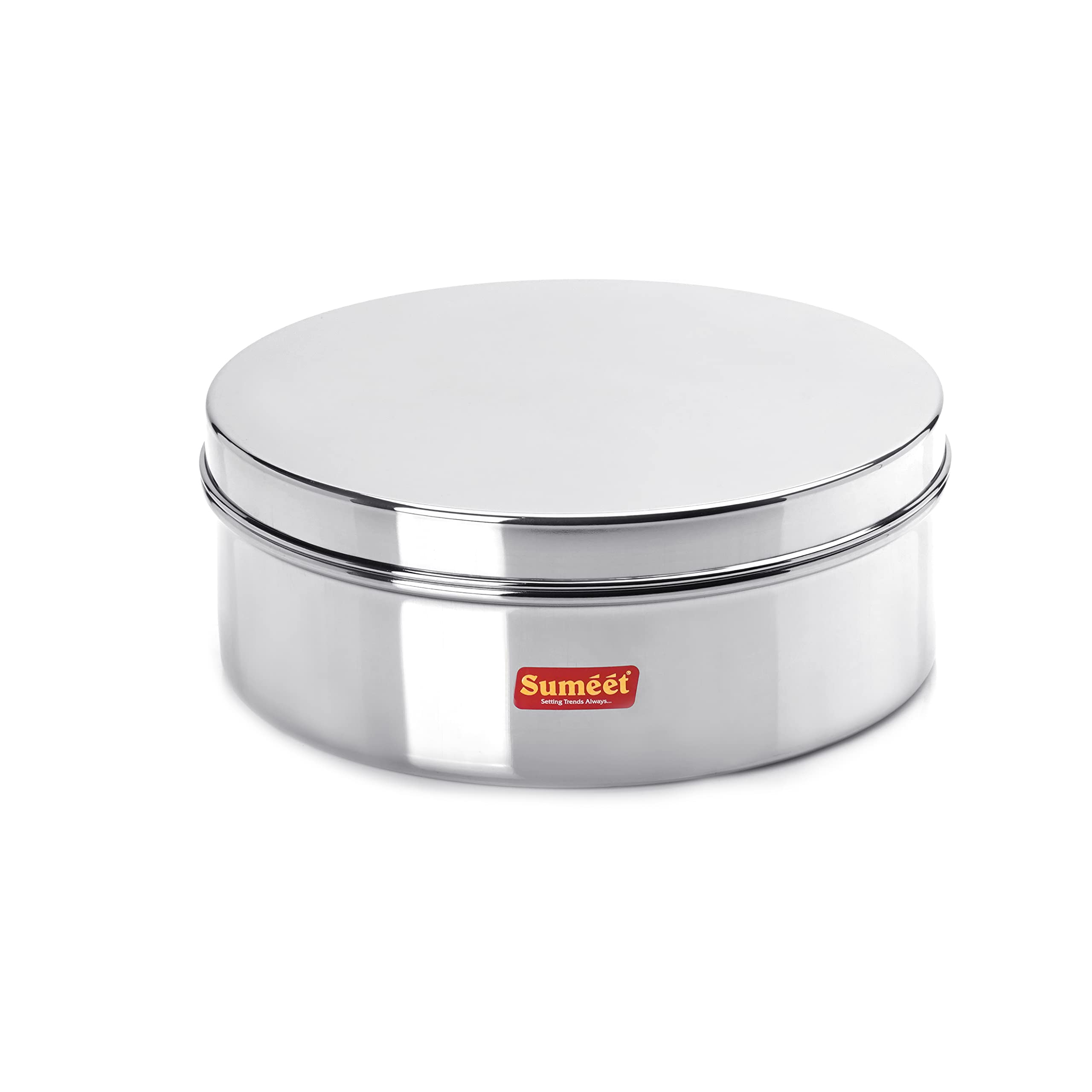 Sumeet Stainless Steel Flat Canister/Puri Dabba/Storage Container (1.5Ltr) (18.5Cm), BlueViolet