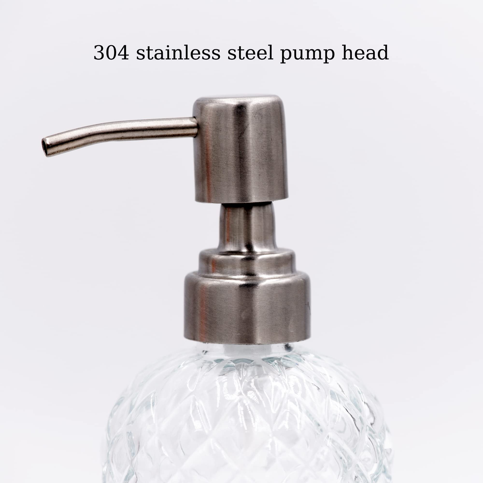 SDlumeiy 16 Oz Soap Dispenser with 304 Rustproof Stainless Steel Pump  Kitchen  Bathroom Soap Dispenser  Refillable Liquid Glass Soap Dispenser for Hand Soap  Soap  Lotion. (Clear)