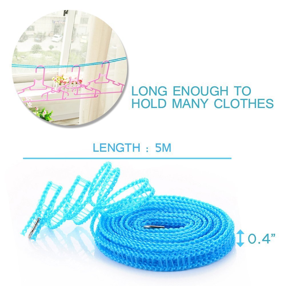 2 Pack Nylon Clothesline Windproof Clothes Drying Rope Travel Clothes Line Portable Laundry Line Hanger Rope For Indoor Outdoor