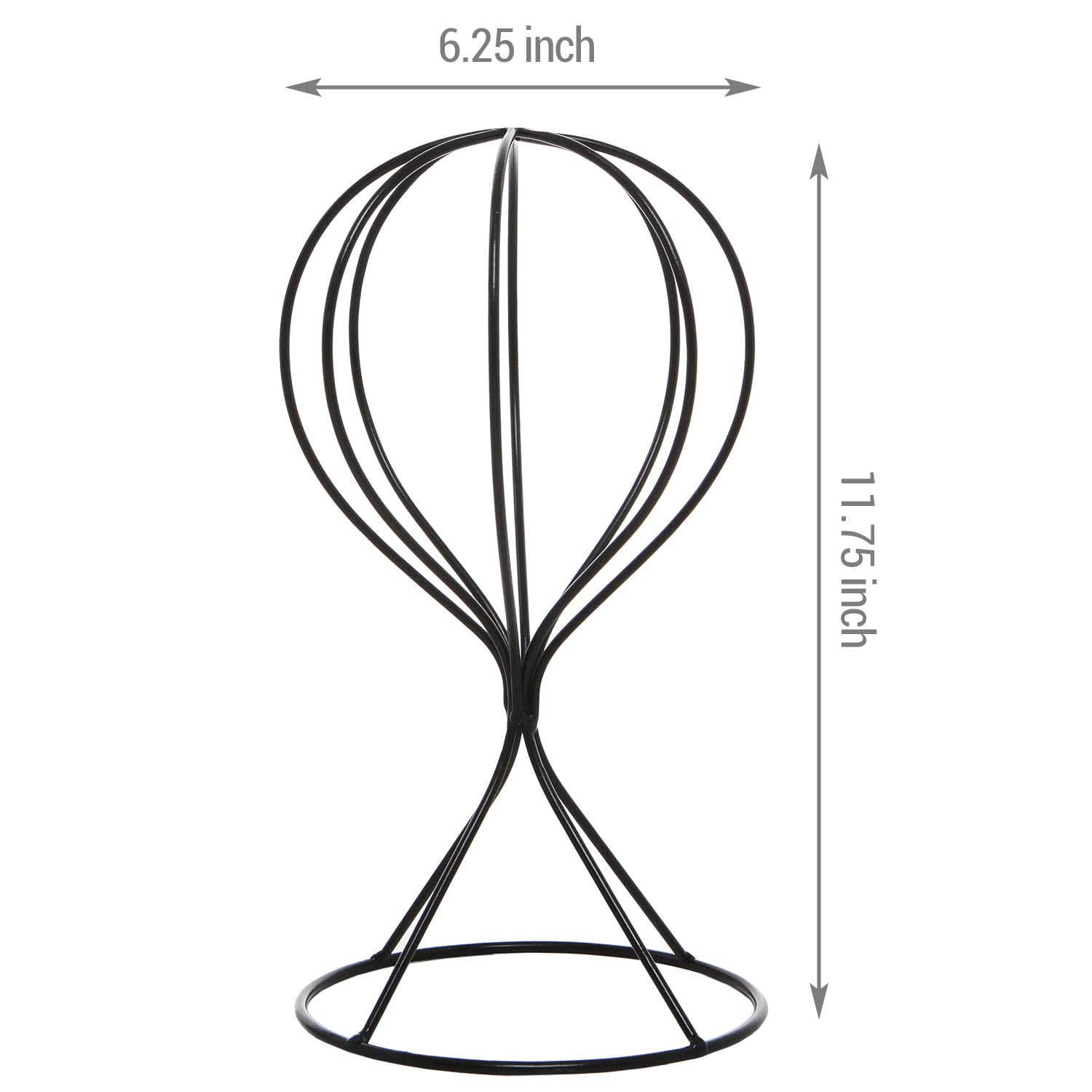 Mygift Black Metal Wire Hat Holder Stand, Wig Display Rack, Fedora Or Baseball Cap Storage Form, Set Of 2