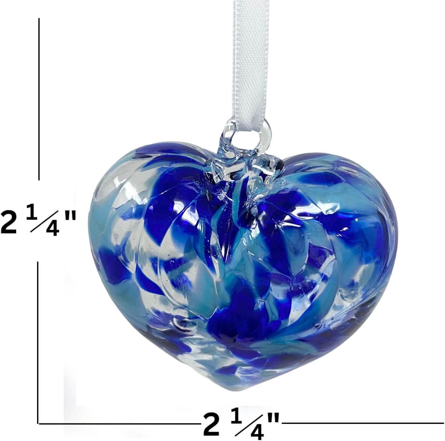 Purple Blown Glass Heart Ornament - Small 3 inch Handmade Hanging Friendship Heart Home D  cor