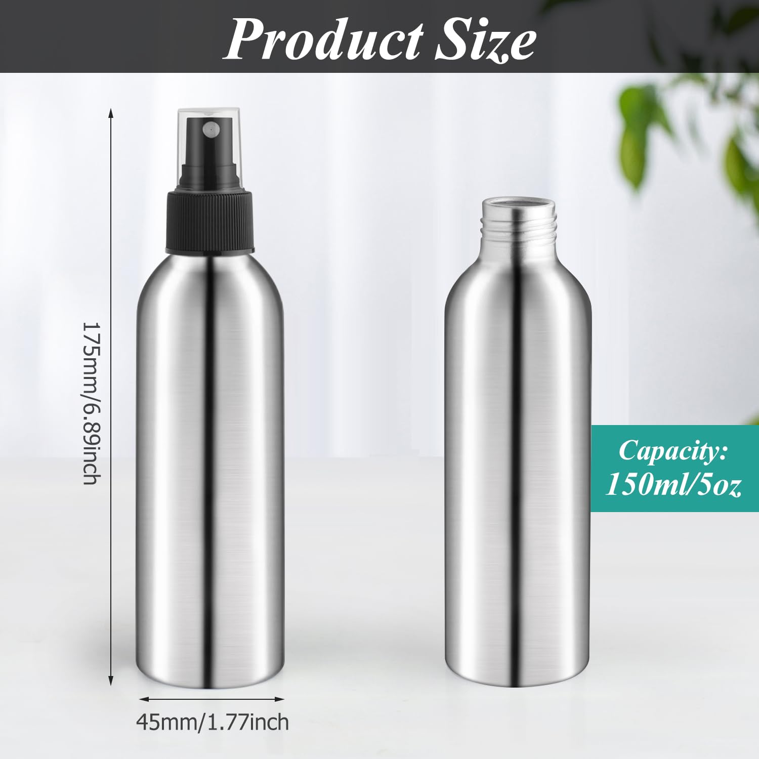 8 Pcs 150Ml/5Oz Aluminum Fine Mist Spray Bottles Reusable Fine Mist Sprayer Bottle Metal Atomizer Cosmetic Storage For Travel To