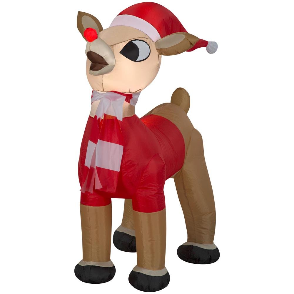42 Inflatable Airblown Standing Rudolph in Santa Outfit