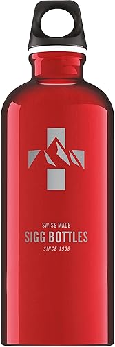 Sigg - Aluminum Water Bottle - Traveller Red & White - Swiss Design - With Screw Cap - Leakproof, Lightweight - Bpa Free - 20 Oz