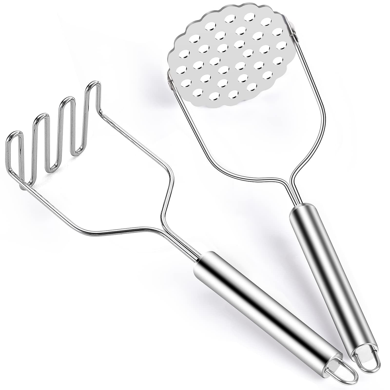 Potato Masher, Sopito 2 Pack Stainless Steel Integrated Masher Kitchen Tool Food Masher For Potatoes, Vegetables, Berries, Fruit