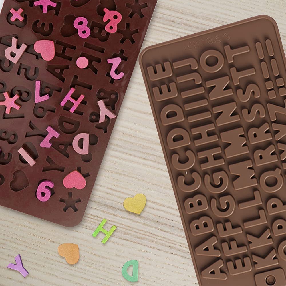 Letter Silicone Chocolate Mould Alphabet Silicone Molds 2Pcs Non-Stick Fondant Molds Perfect For Cake Decoration,Birthday Party
