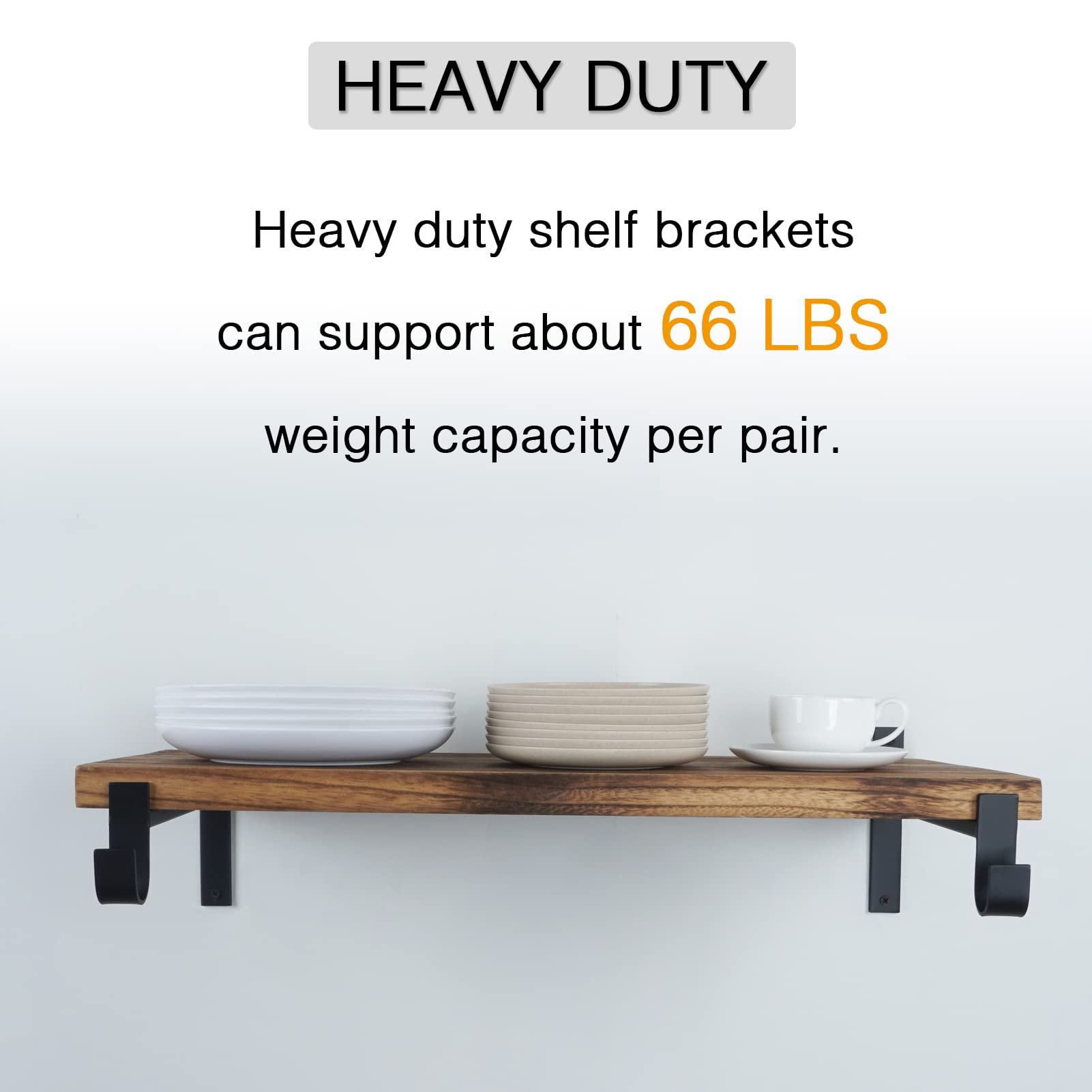 Ovov Shelf Bracket With Rod Holder 2 Pack Closet Shelf & Rod Brackets 12 Inch Black Heavy Duty Closet Rod Bracket