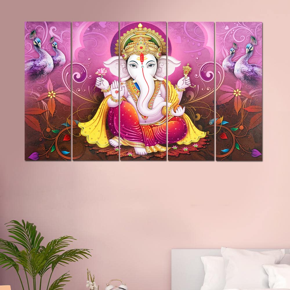Maxstone Ganpati Wall Painting (50 x 30 Inches) Big Size Multiple Frames Wall Art for Living Room, Bedroom, Home, Office, Hotels