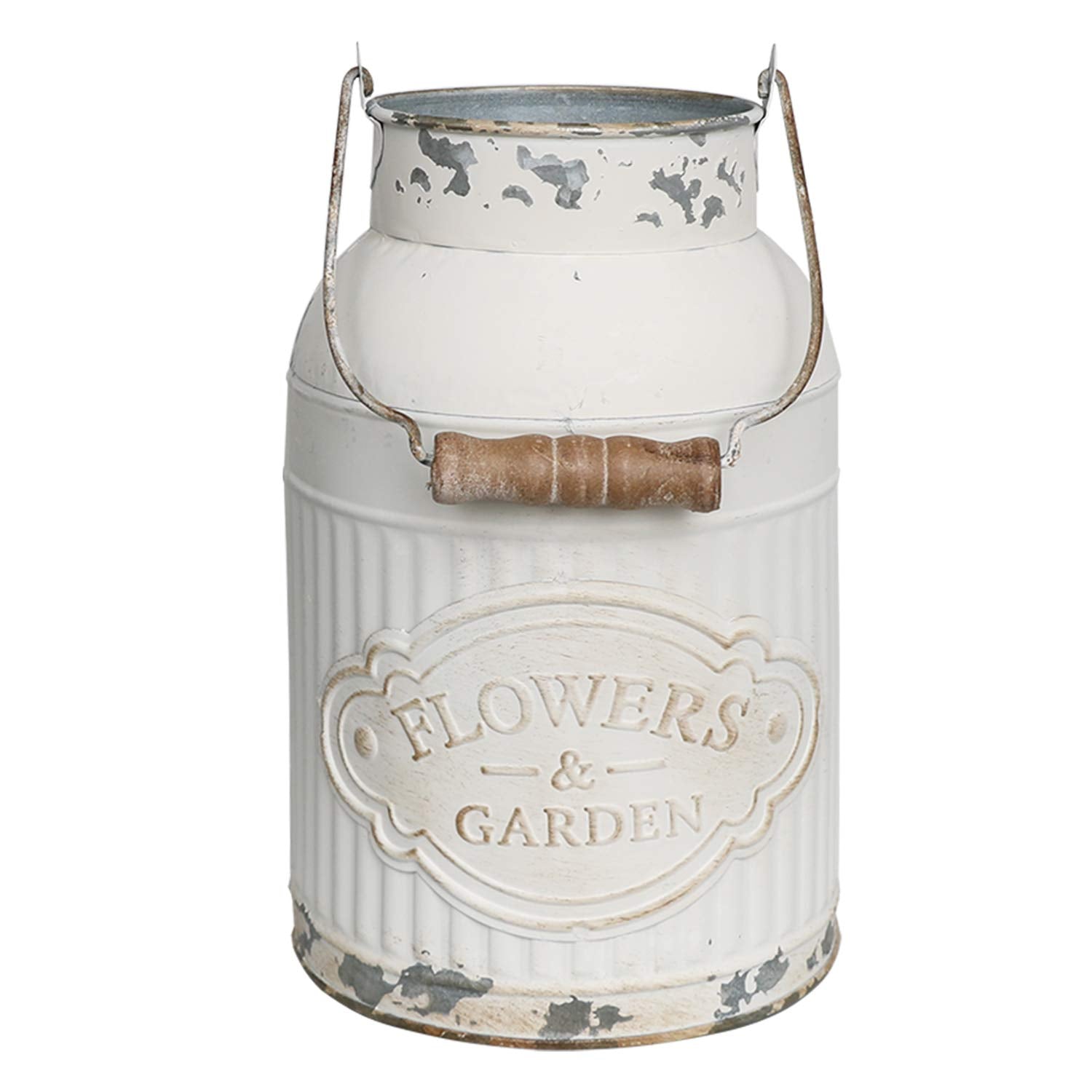 Yoillione Milk Jug Vase White Farmhouse Vase Decor, Country Vase Metal Flower Vase Rustic Jug for Artificial Flowers, Cream Pitc