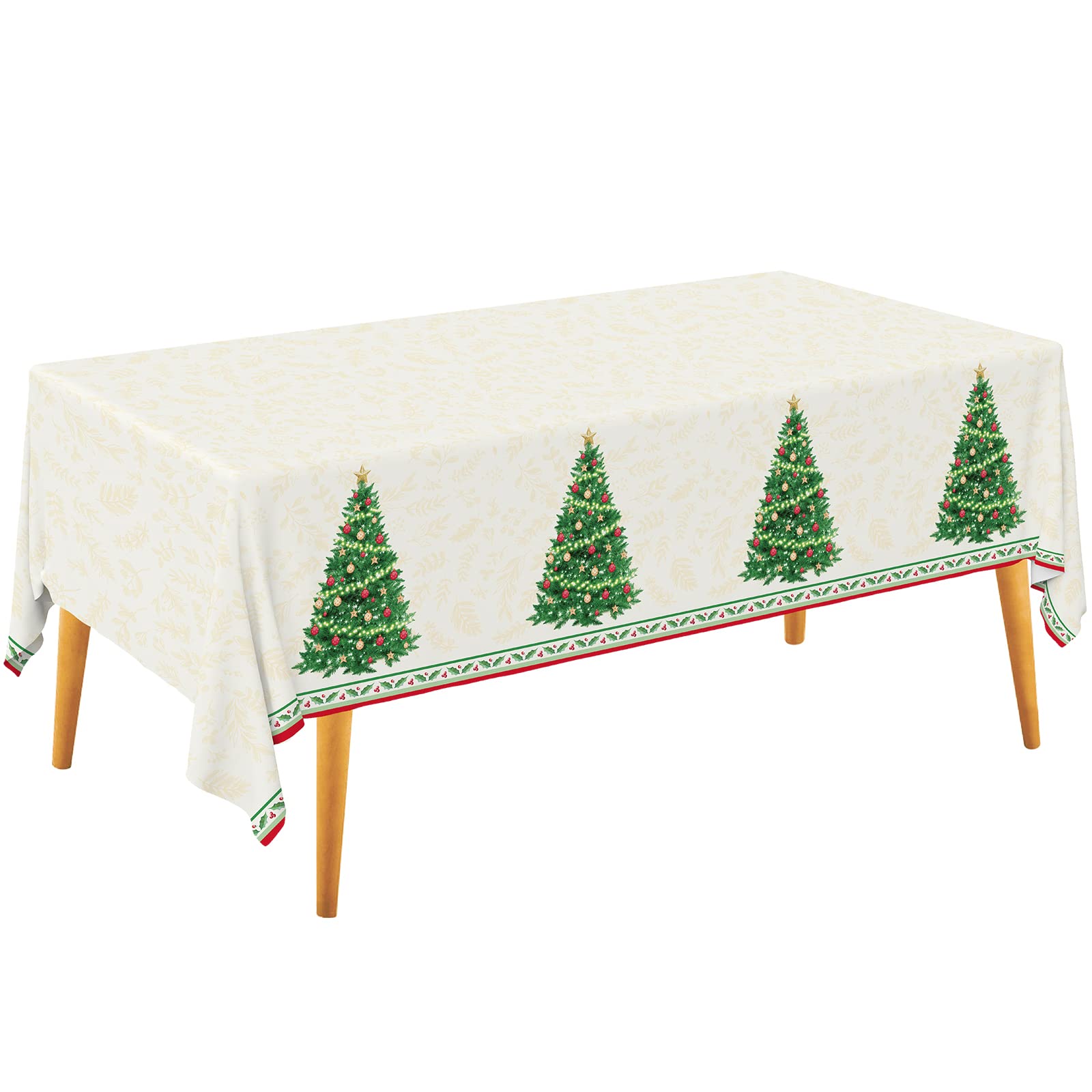 Gatherfun Christmas Table Decorations, Christmas Tree Disposable Tablecloth Waterproof Plastic Rectangular Table Cover for Merry