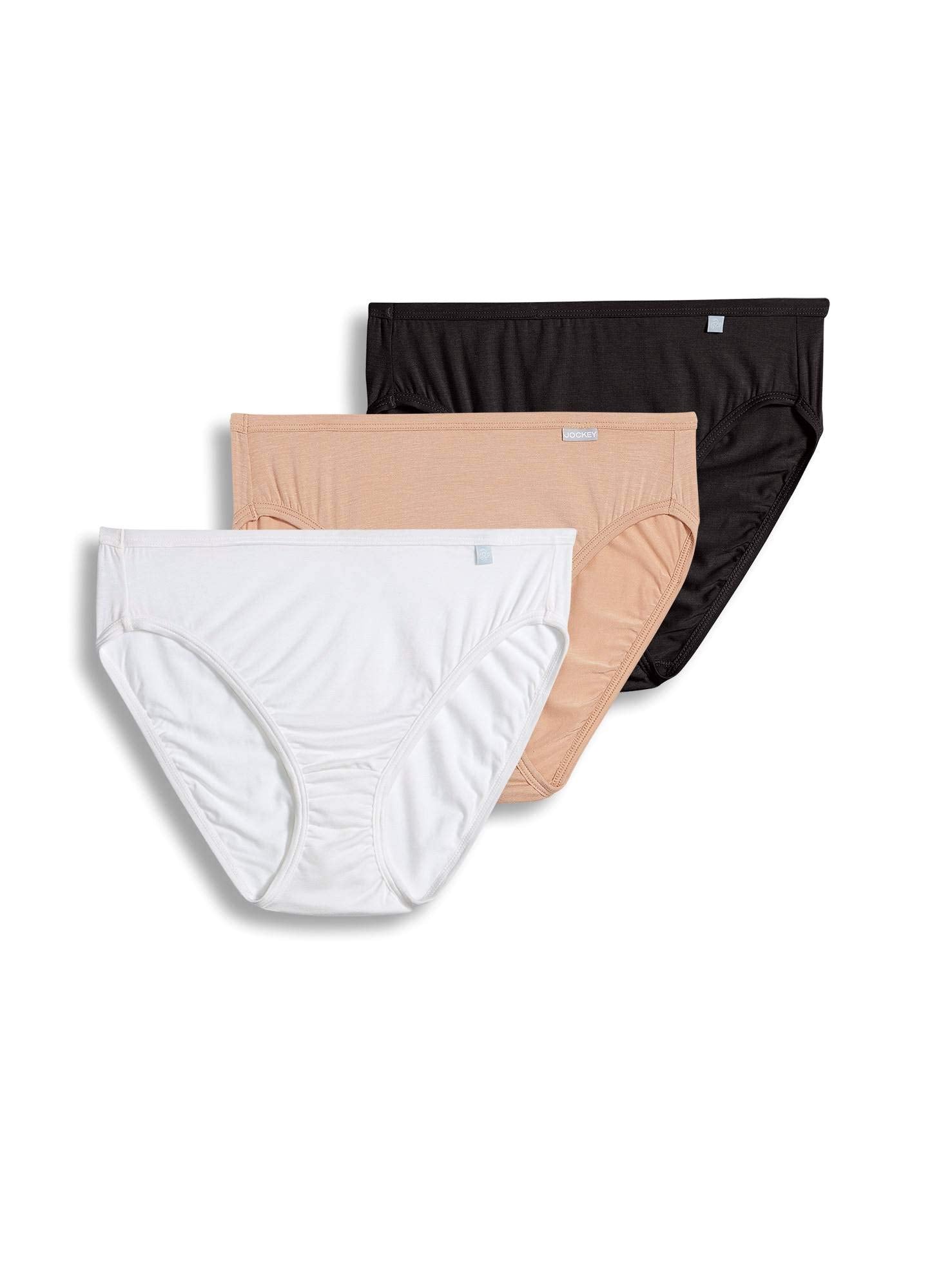 Jockey Womens Underwear Supersoft French Cut - 3 Pack, Blacklightivory, 6