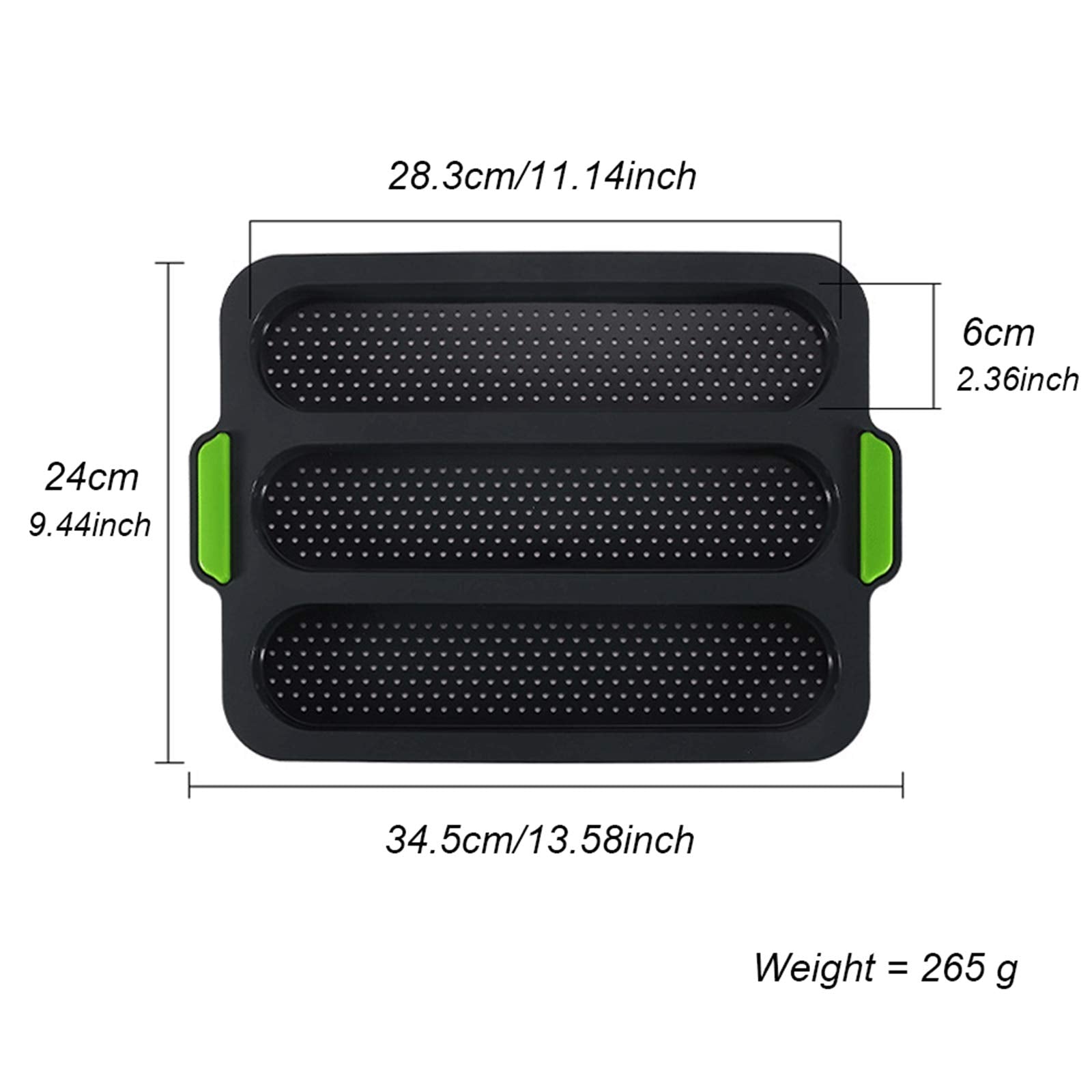 W Wbld Silicone Baguette Pan,Nonstick 3 Wave Loaves French Toast Bread Baking Tray Bake Mold, Perforated Silicone Molds Loaf Pan