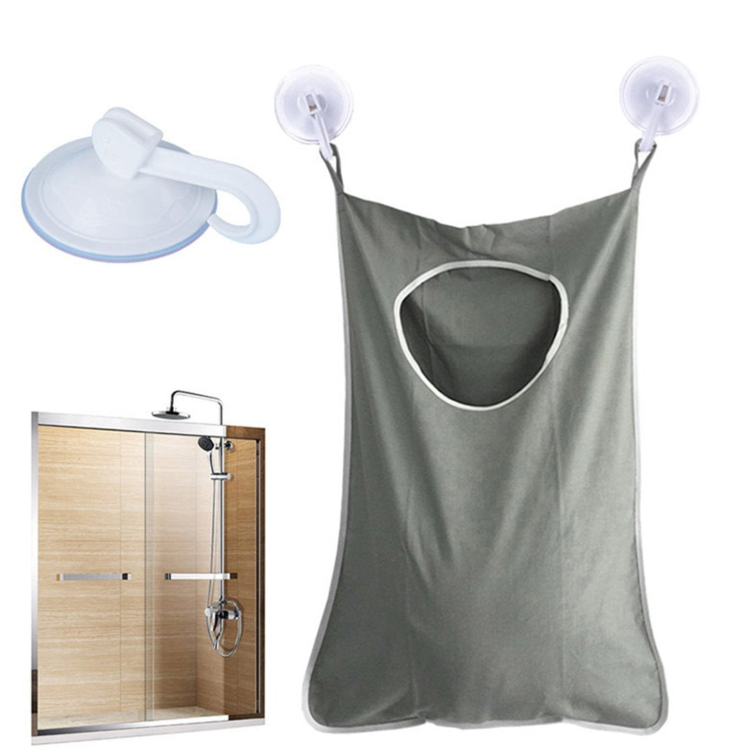 Oxford Fabric Space Saving Door-Hanging Laundry Hamper Bag + 2 Stainless Steel Hooks + 2 Strong Suction Cups For Bedroom, Nurser