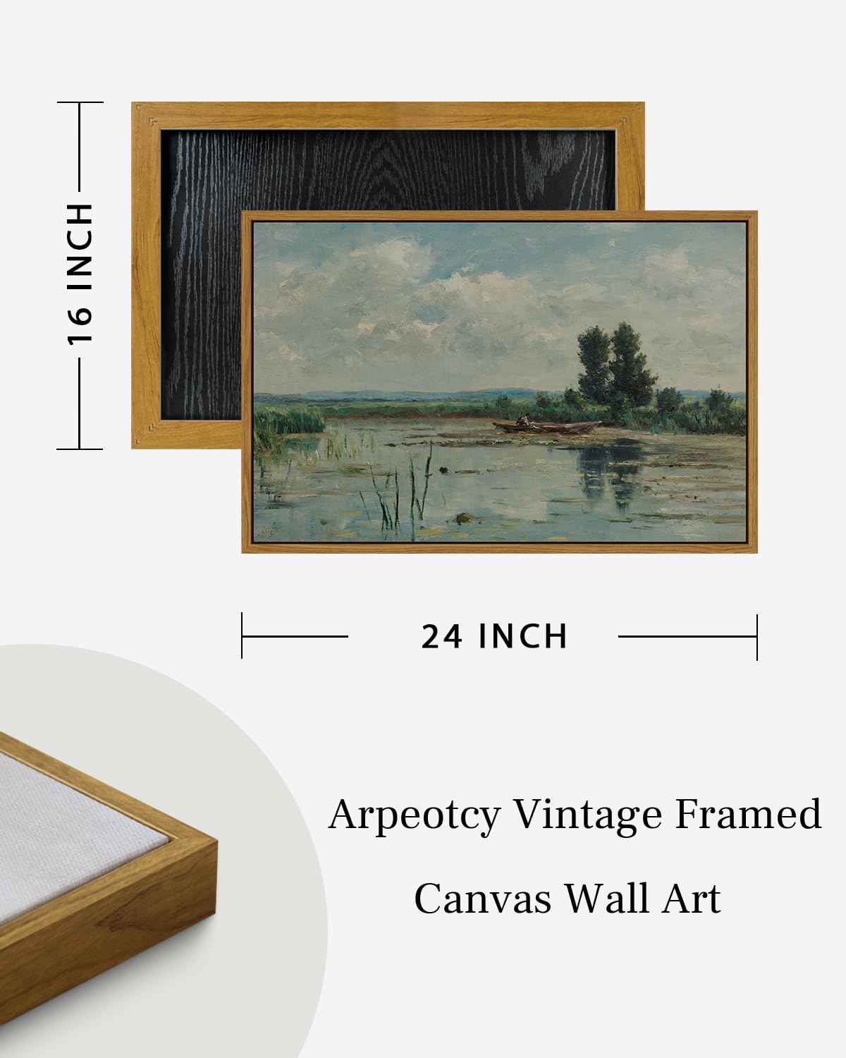 Arpeotcy Vintage Landscape Large Framed Wall Art, Rustic River Nature Scenery Paintings Art Decor Aesthetic, Canvas Art, Retro W