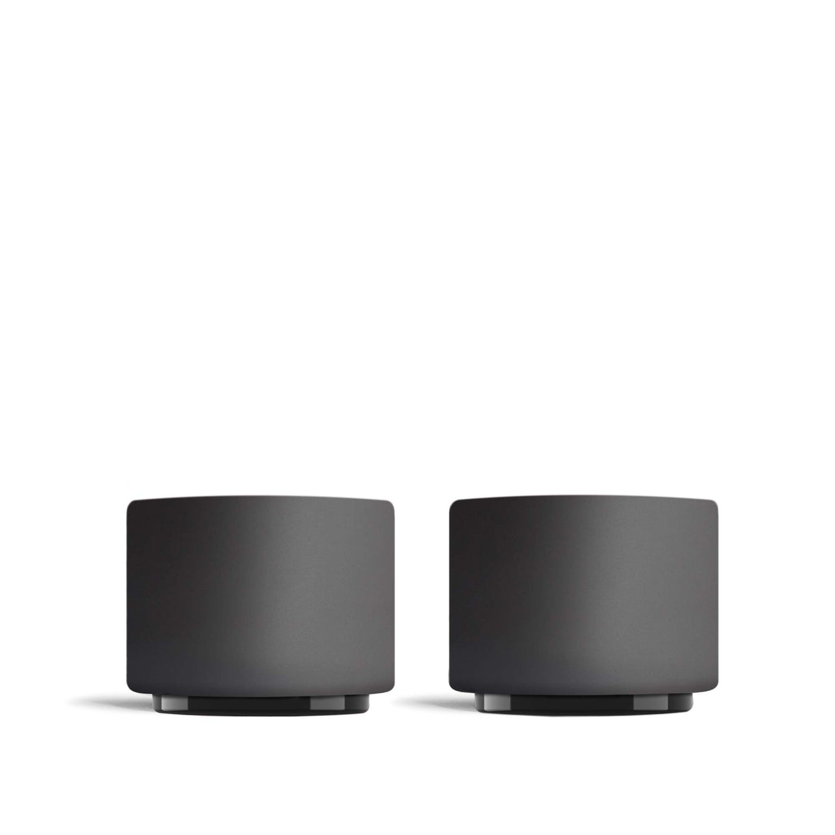 Fellow Monty Milk Art Espresso Cups - Small Double Wall Ceramic Demitasse, Matte Black With Graphite Base, 3 Oz Cup (Set Of 2)
