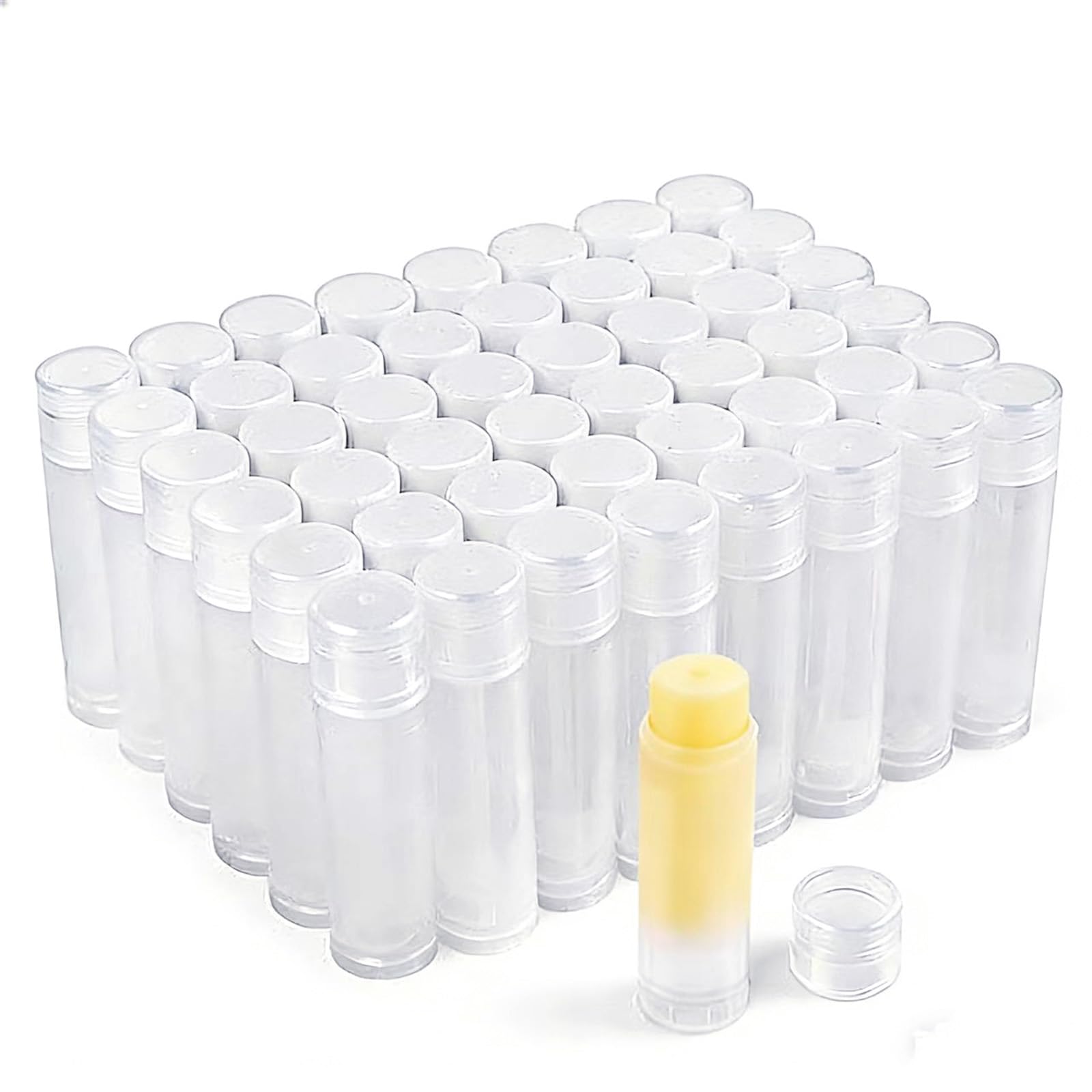Pilloze 50 PCS Clear Lip Balm Tubes Empty, 5.5ml Chapstick Tubes with Caps