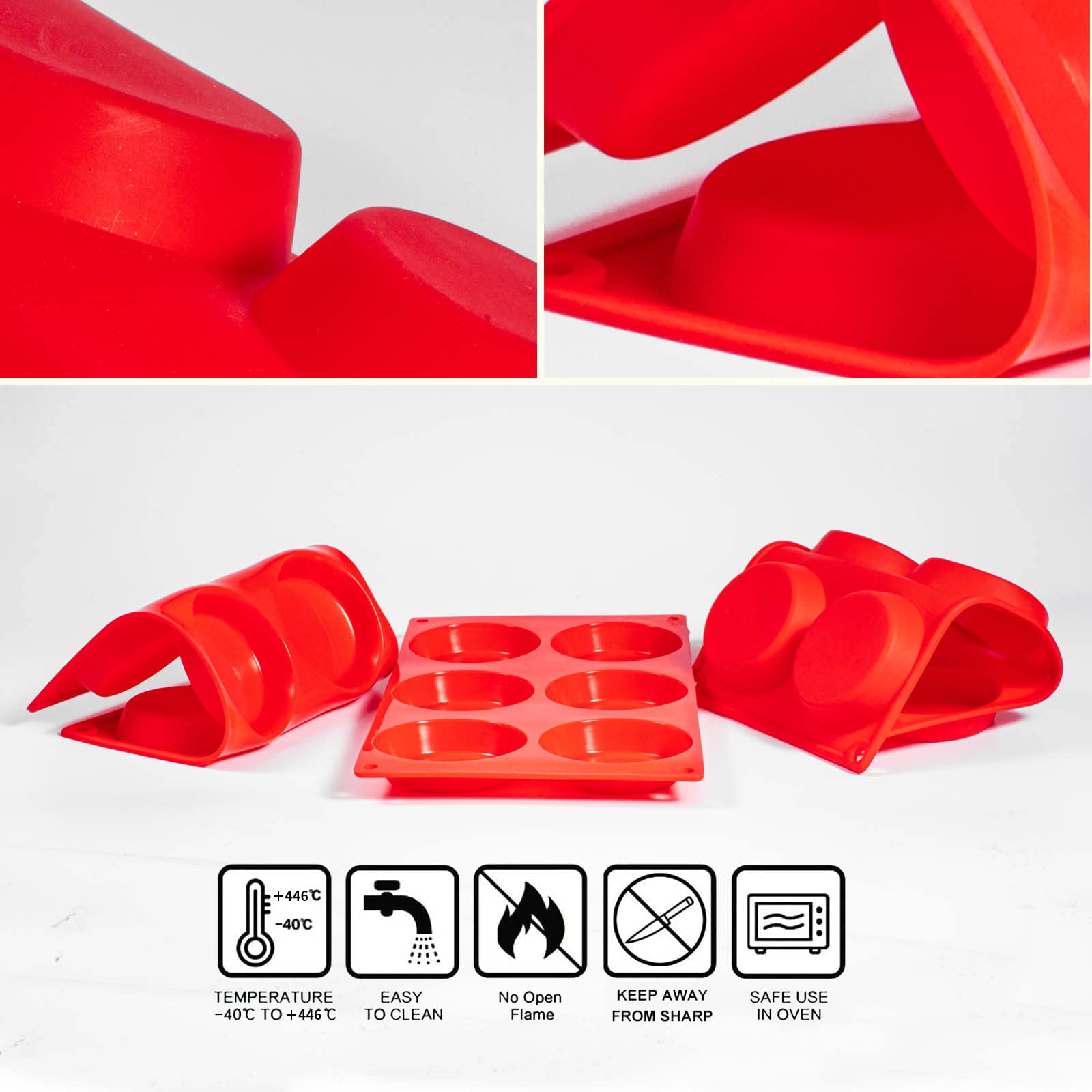 Silicone Muffin Top Pans, 2 Pack Non-Stick 3'' Whoopie Pie Baking Pan 3 Inch Round Tray Silicone Egg Sandwich Molds For Mini Cak