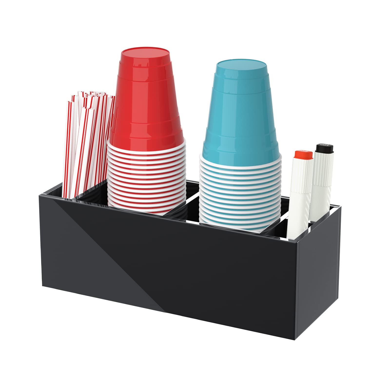 Bosscasa Double Cup Holder With Marker Slot, Party Cup Dispenser Acrylic Cup Organizer Mark Your Cup And Drink Up Caddy Modern B