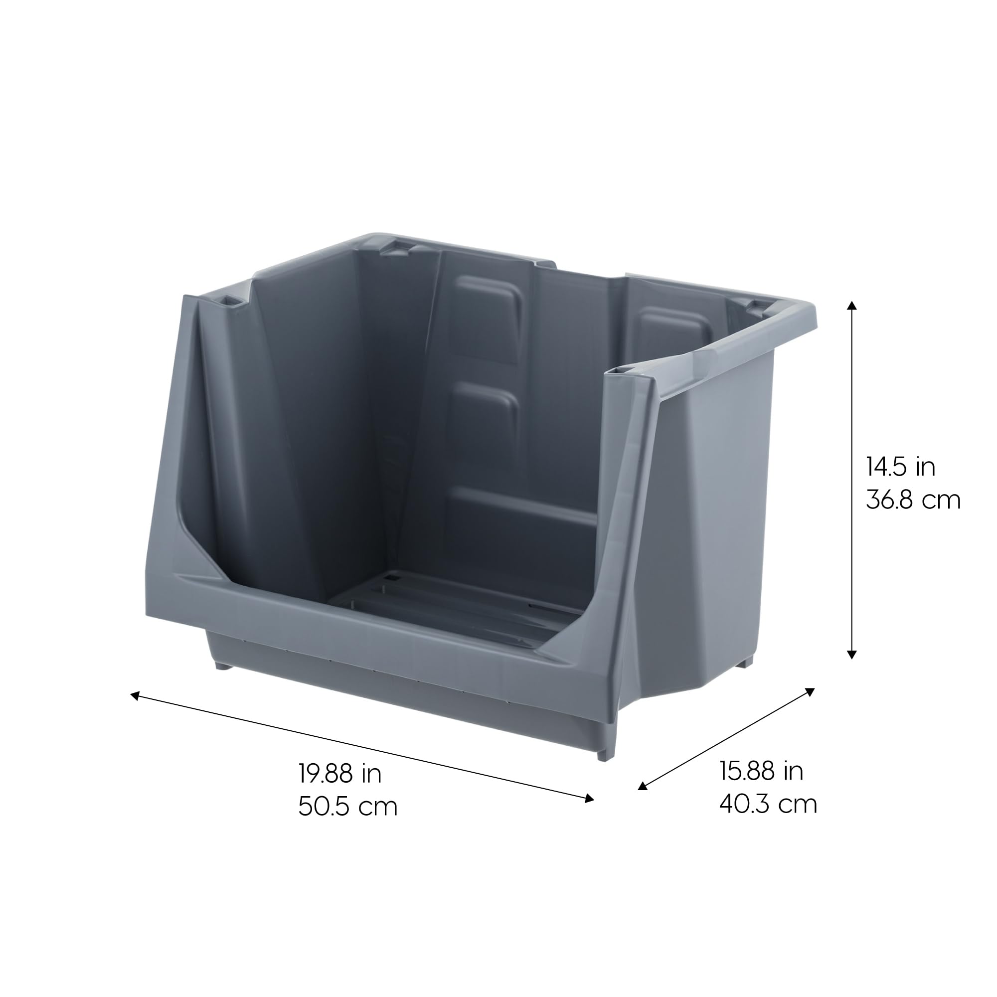 Iris Usa Stackable Storage Bins Open Front, Medium - 3 Pack, Heavy Duty Garage Organization, Husky Storage Bin, Tools Garden Hos