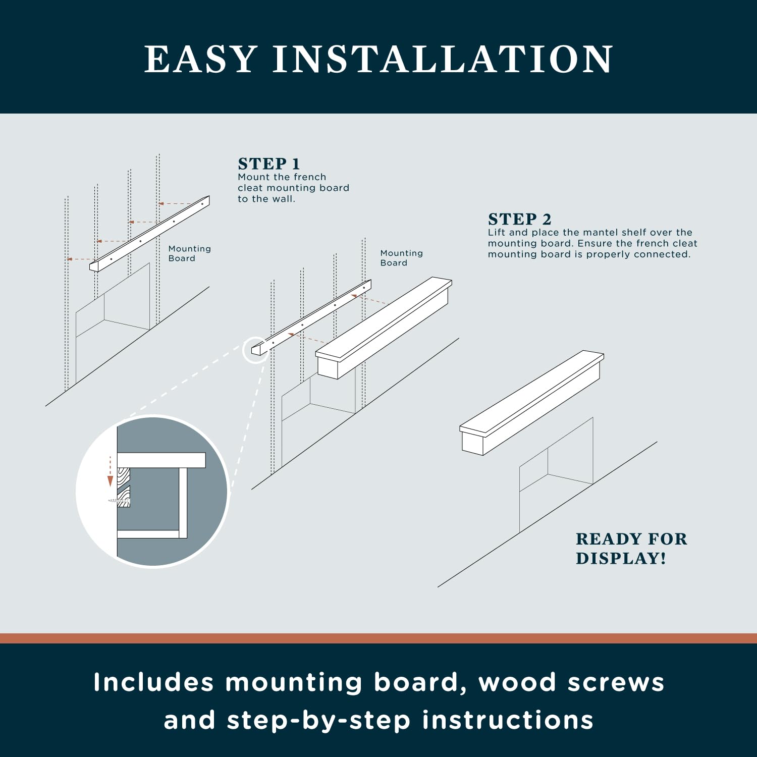 MANTELSDIRECT 60 Inch Floating Fireplace Mantel Wood Shelf in White - Colton from Mantels Direct  Wooden Rustic Wall Shelf Perfect for D?or and Electric Fireplaces