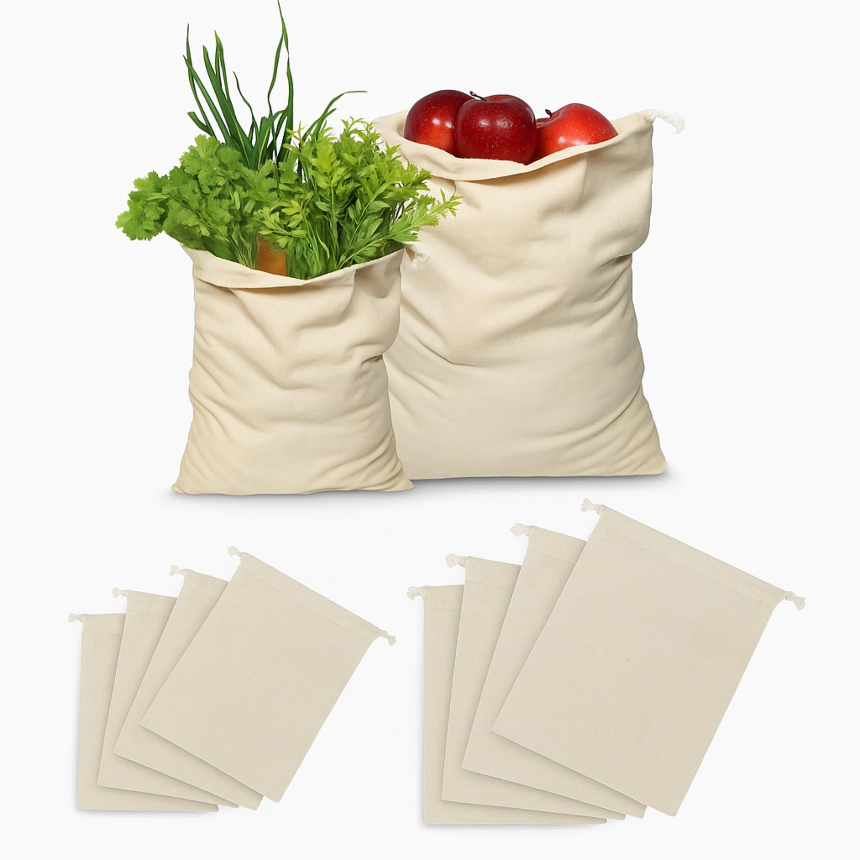 Popshy Reusable Mesh Produce Bags (5 Pack Large 11X14 Inch) | Cotton Vegetable & Fruit Storage Bags | Drawstring Eco Friendly Wa